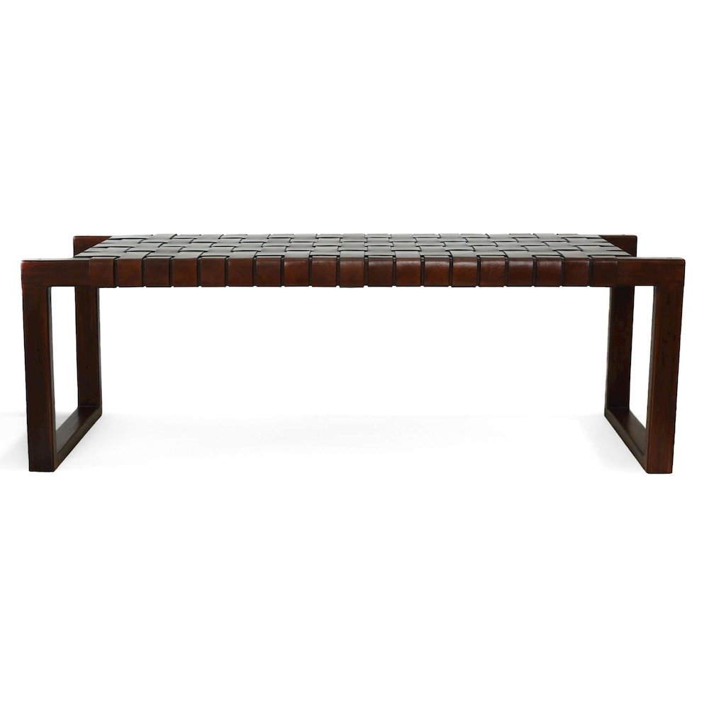 Christina Tan Leather Bench. Picture 2