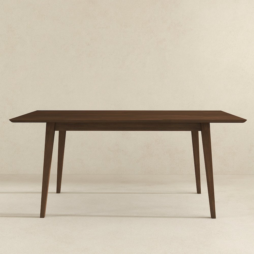 Levi Modern Style Solid Wood Rectangular Walnut Top Dining Table 63". Picture 4