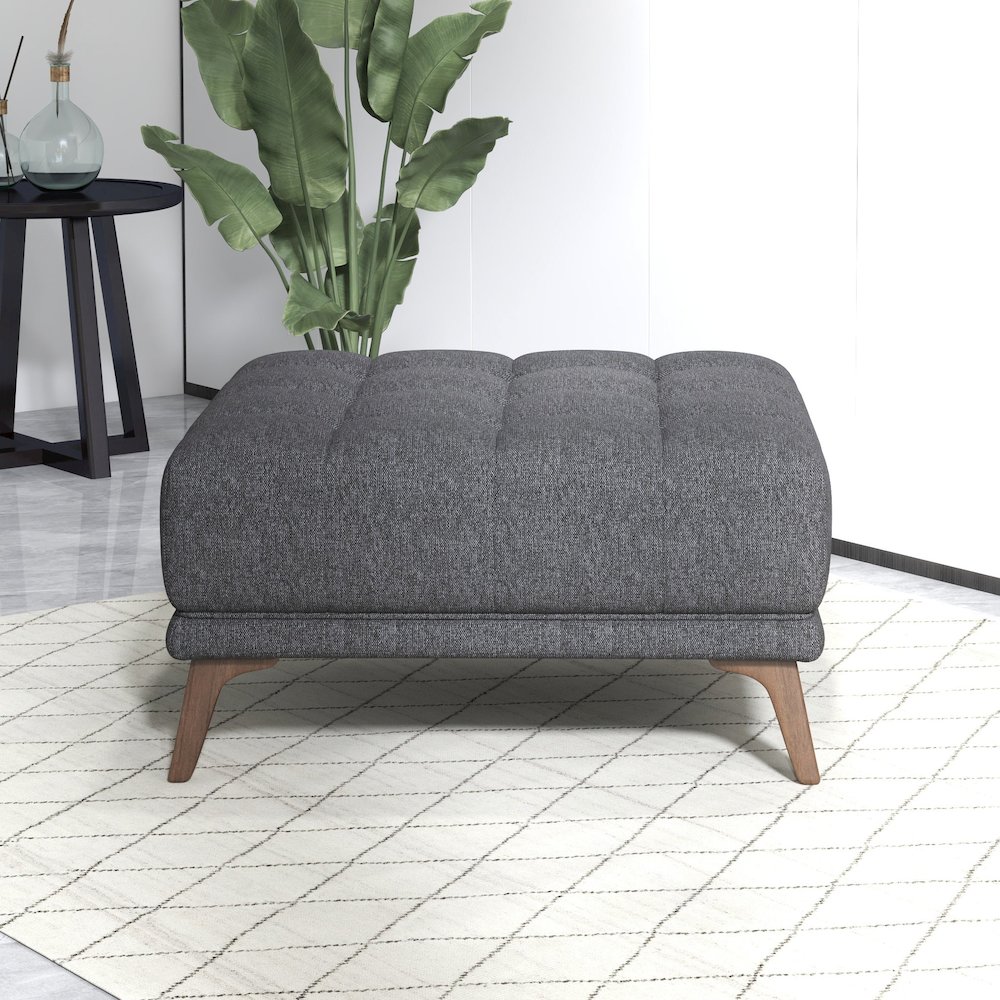 Addison Square Dark Grey Upholstered Ottoman. Picture 3