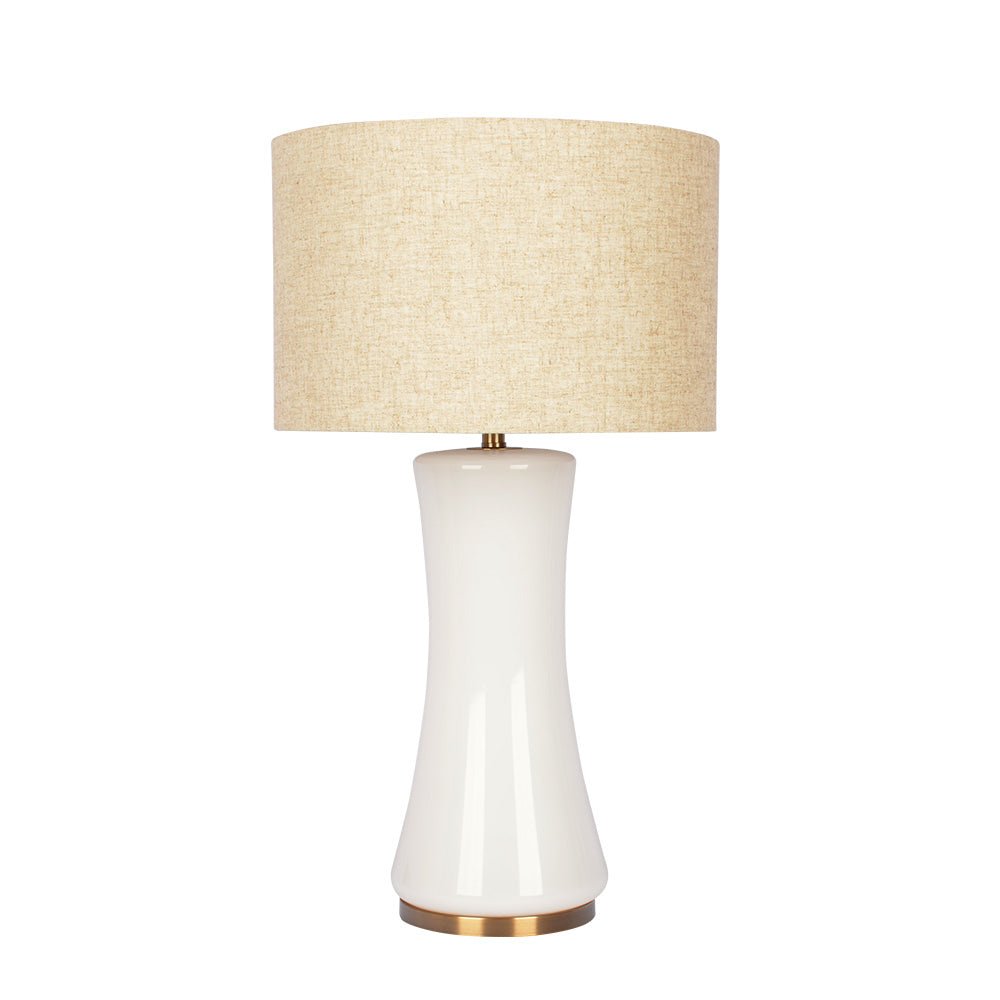 Cascade Glass Lamp Golden Base - Off White Glass Table Lamp. Picture 1