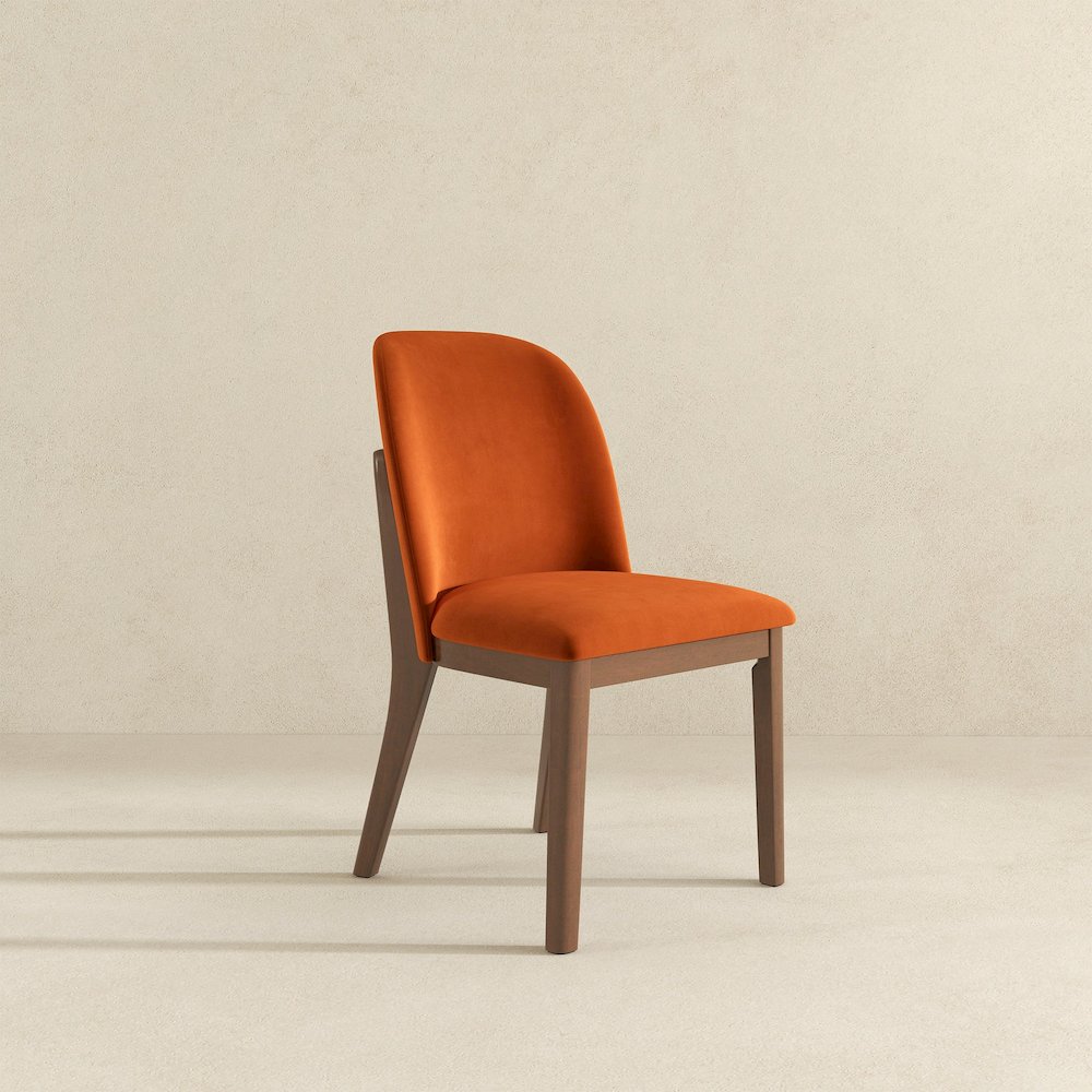 Kaitlyn  Burnt Orange Velvet Dining Chair (Set Of 2). Picture 4