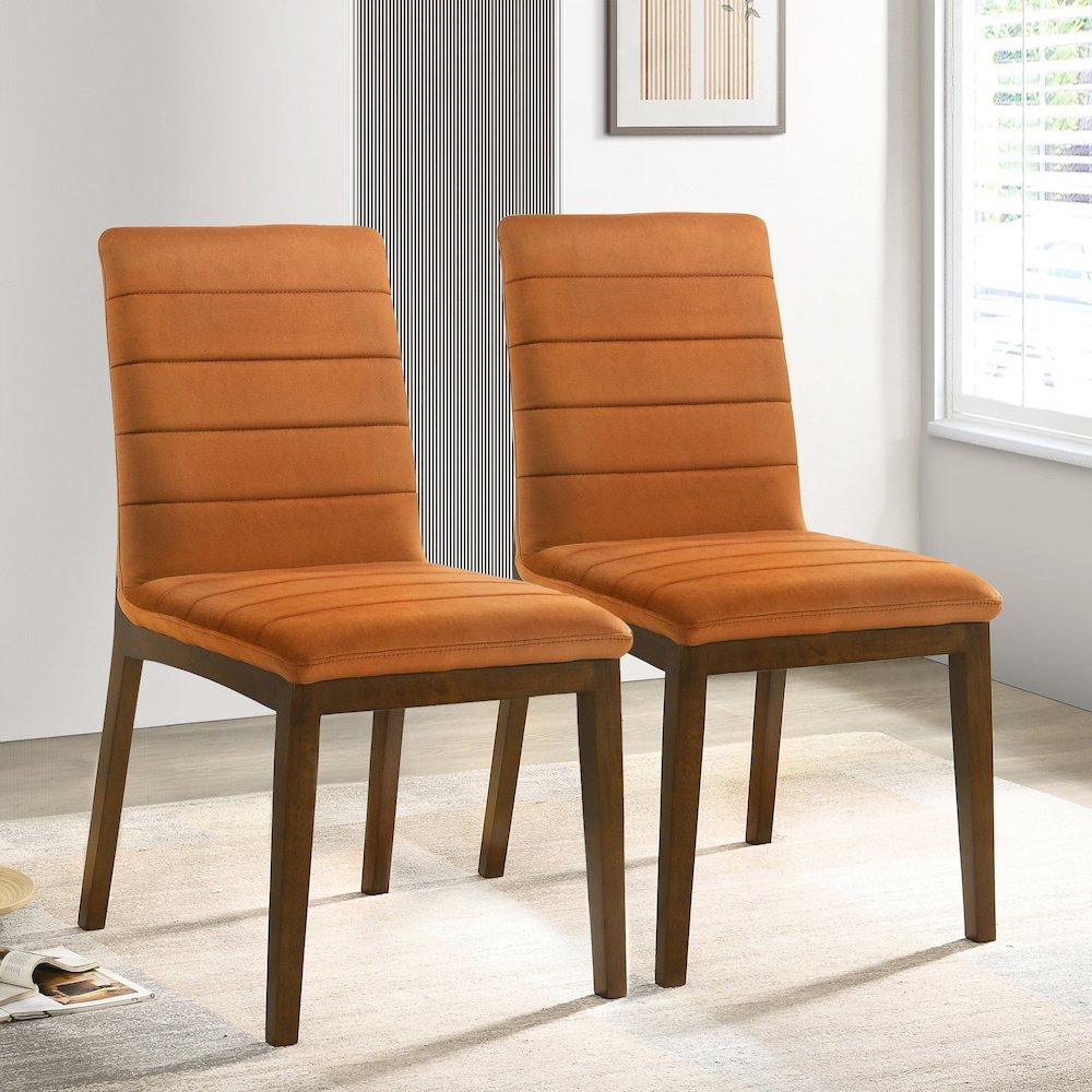 Ines Burnt Orange Velvet Dining Chair (Set Of 2). Picture 3
