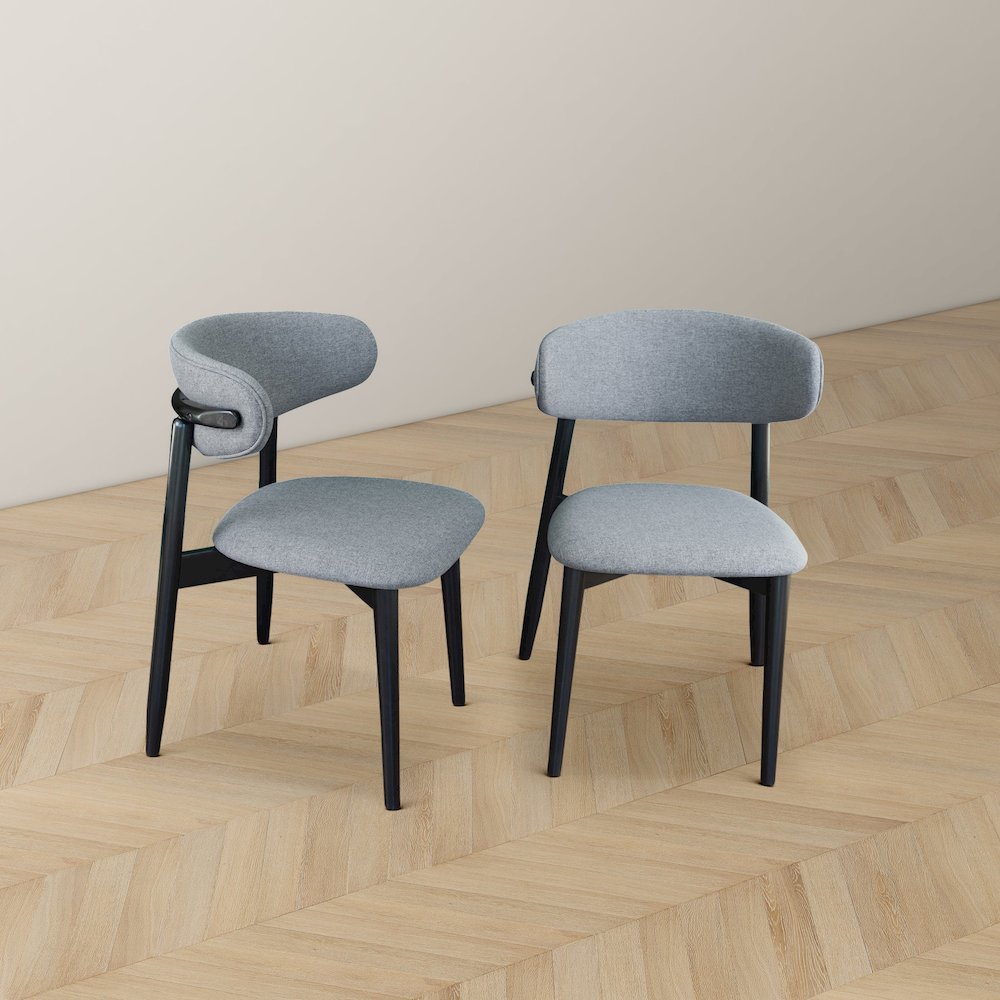 Korbin Grey Fabric Dining Chair (Set of 2). Picture 3