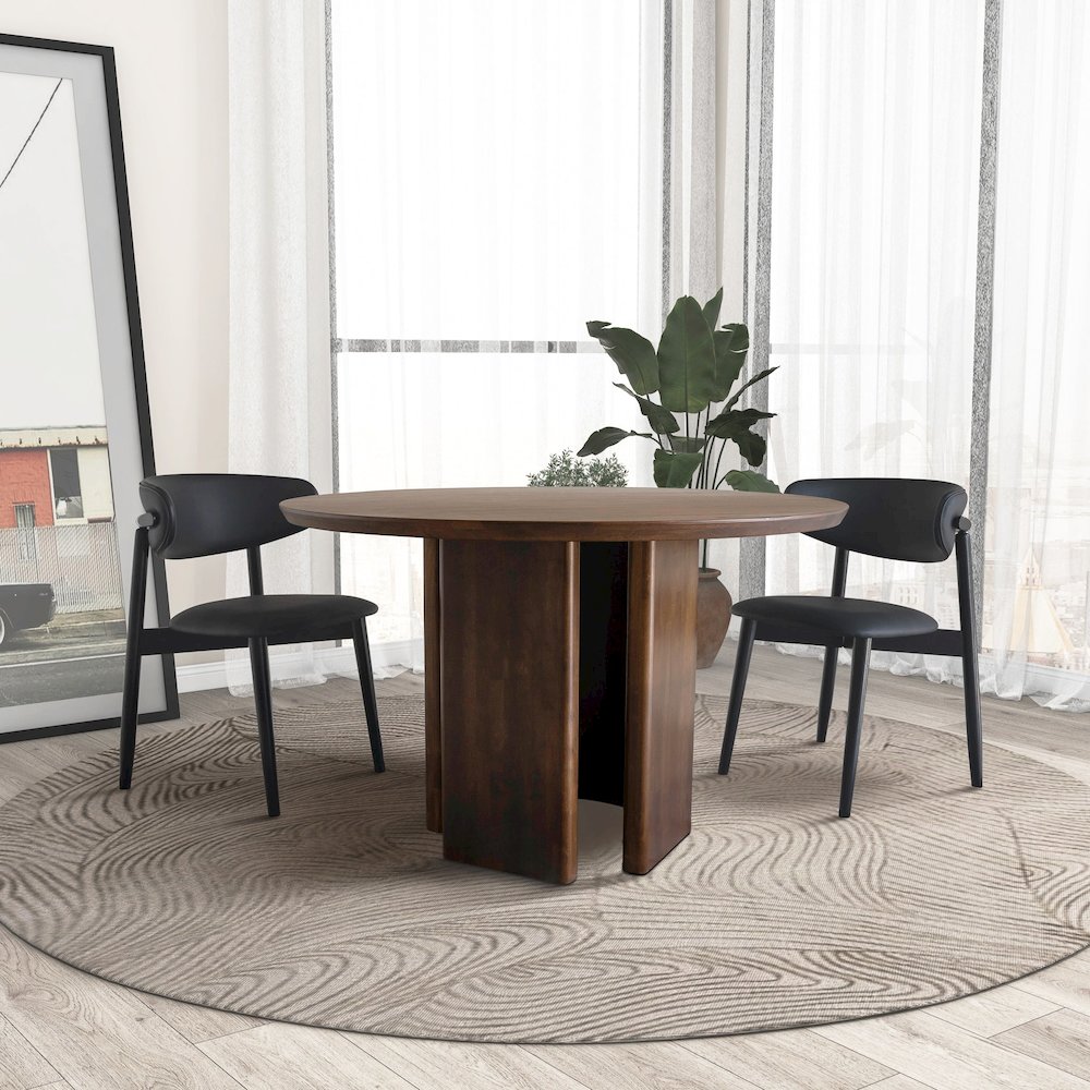 Alden Round Walnut Dining Table. Picture 5