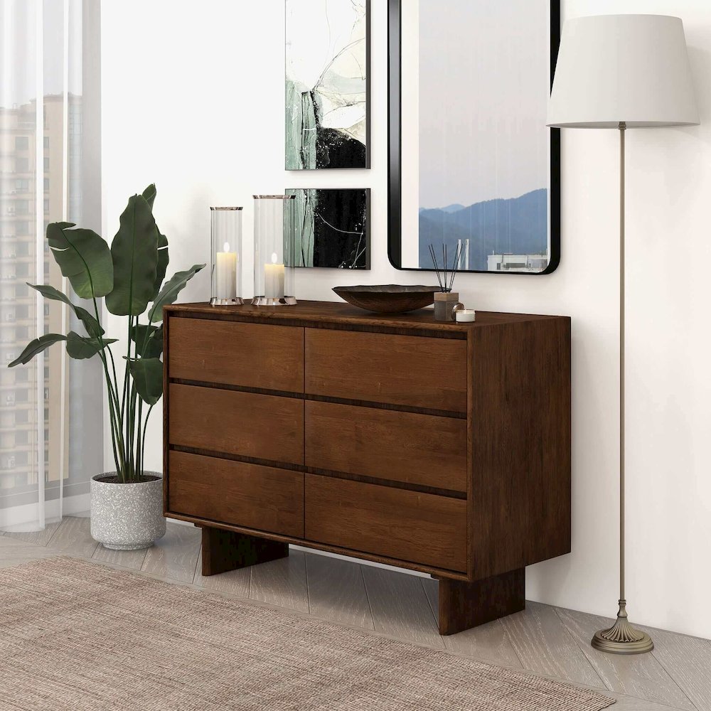 Dubrovnik Mid Century Modern Walnut Dresser With 6 Drawers. Picture 3