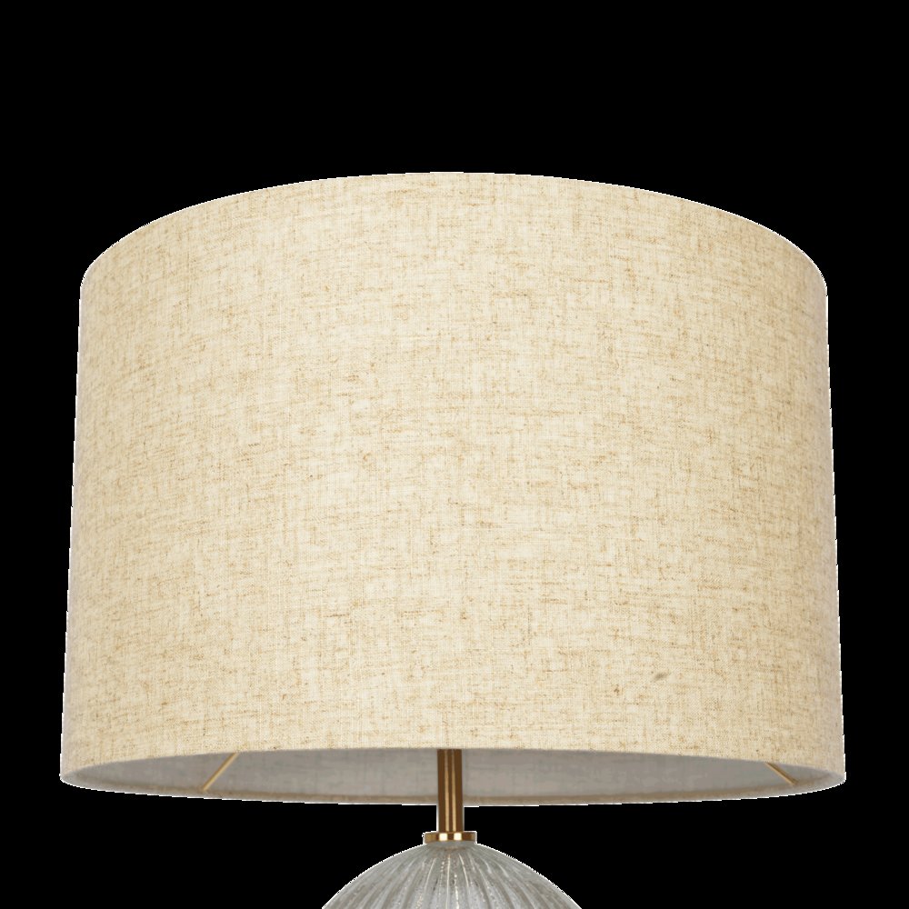 Aurora Ribbed Glass Lamp Base Clear Table Lamp Large Linen Shade. Picture 3