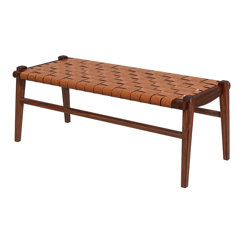Cody Tan Leather Bench. Picture 6