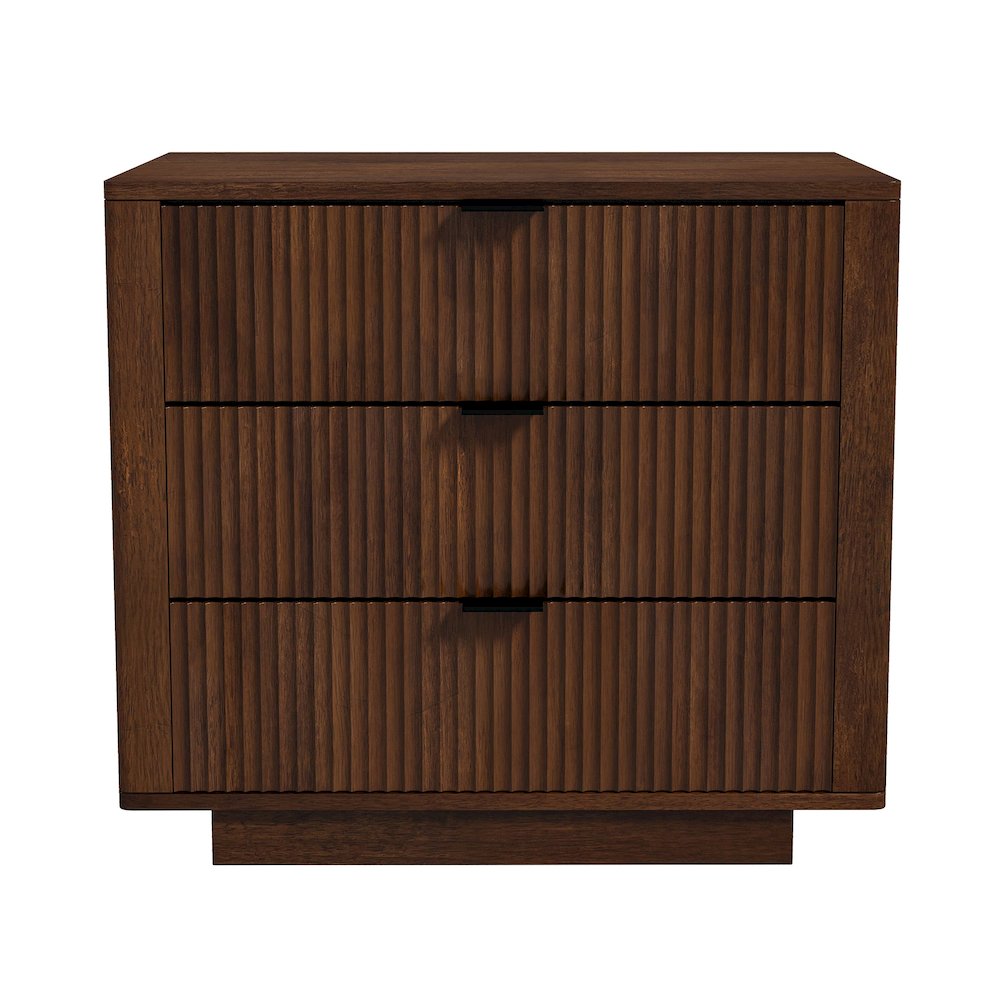 Lola Walnut Nightstand 3-Drawer. Picture 2