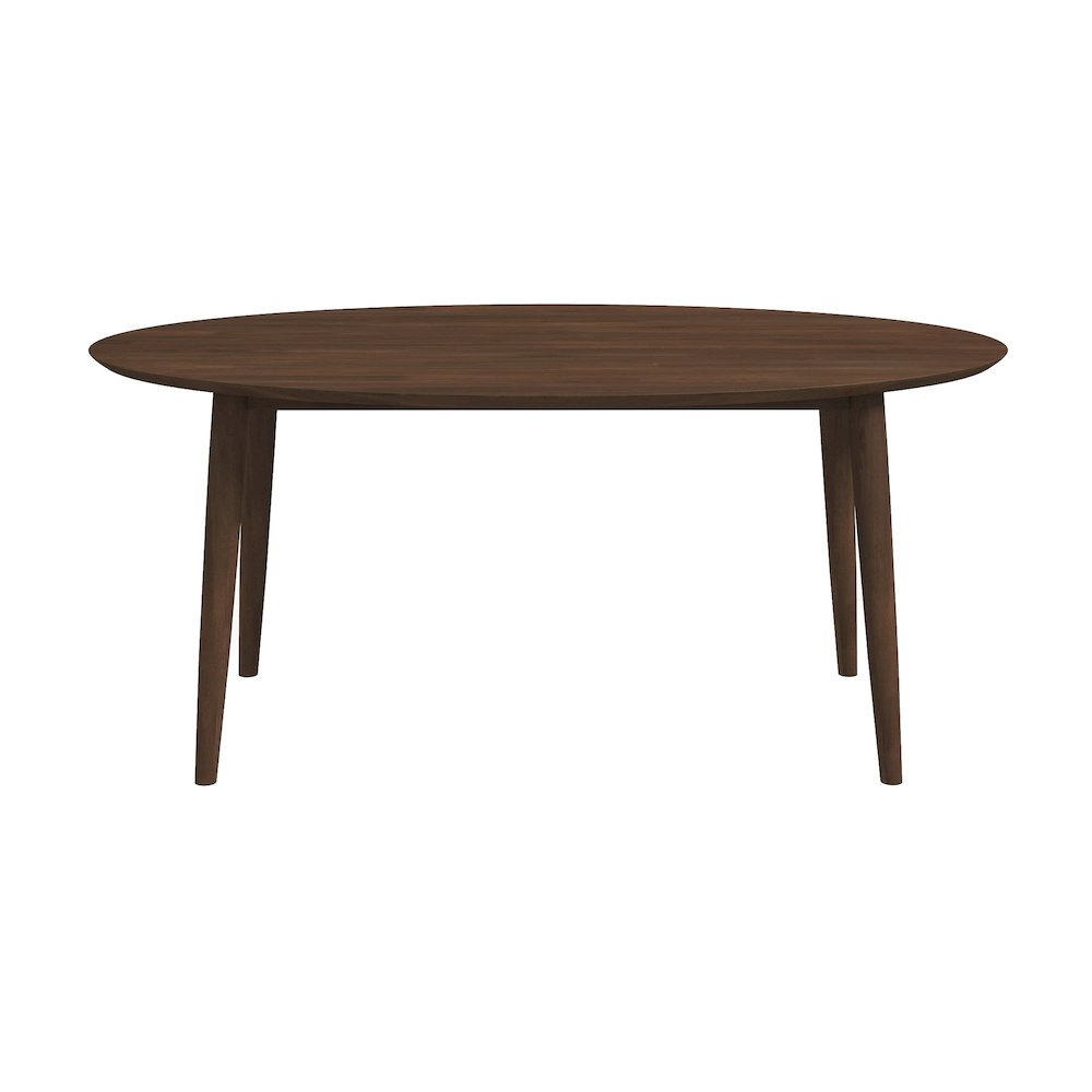 Ada Mid Century Modern Style Solid Wood Walnut Oval Dining Table. Picture 6