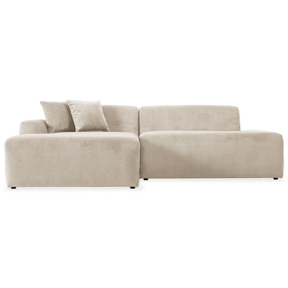 Mar Sectional Cream Corduroy Sofa(Left Facing). Picture 1