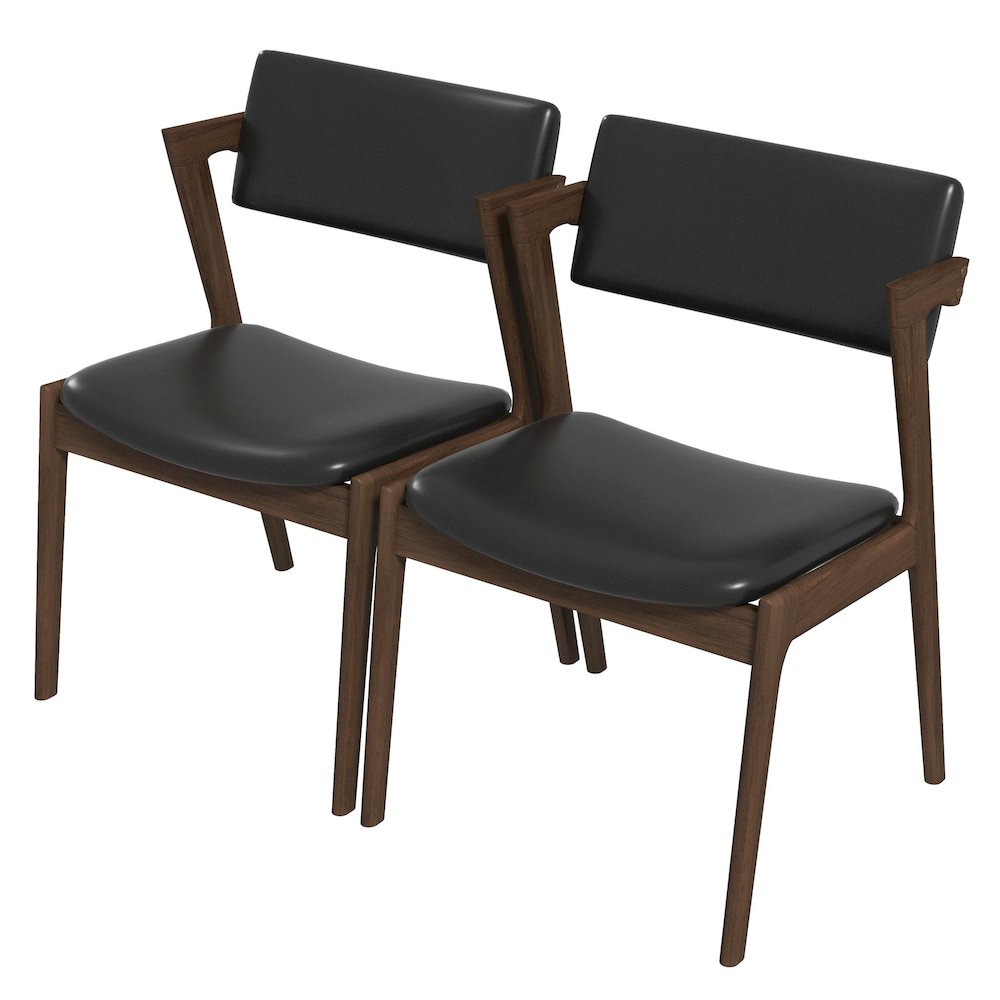 Edwin Mid Century Modern Black Vegan Leather Dining Chair (Set Of 2). Picture 8