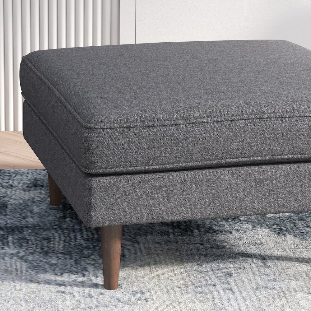 Amber Mid-Century Modern Square Upholstered Ottoman. Picture 4