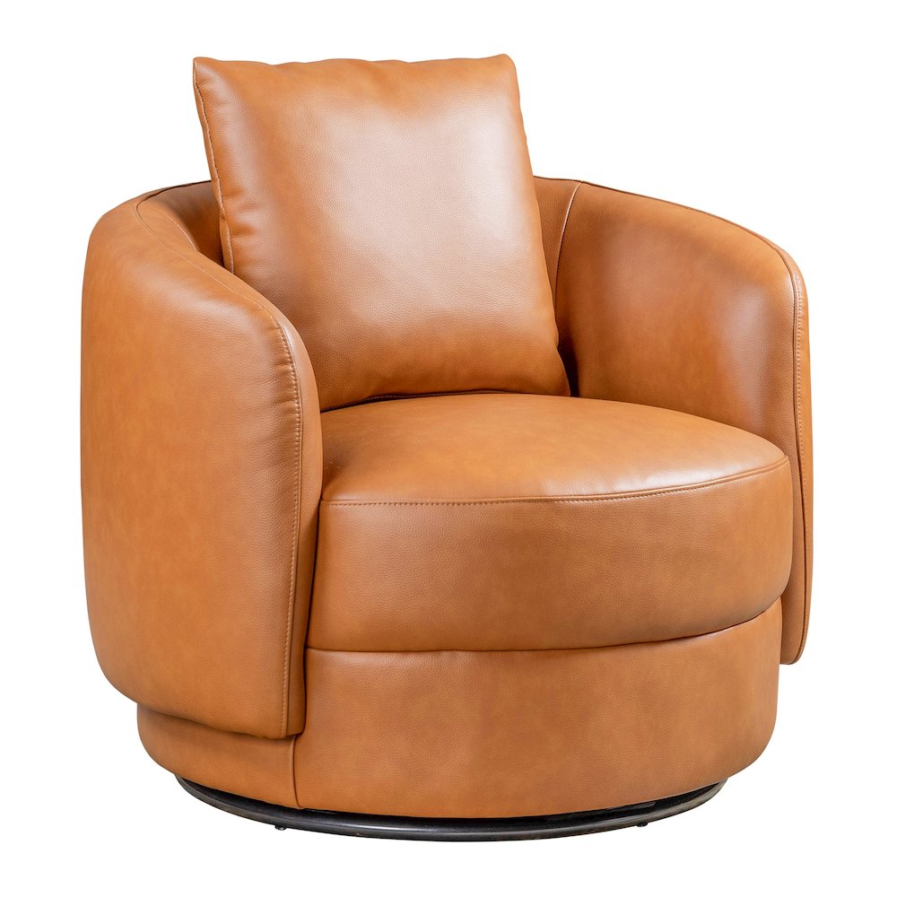 Dylan Cognac Leather Swivel Chair. Picture 1