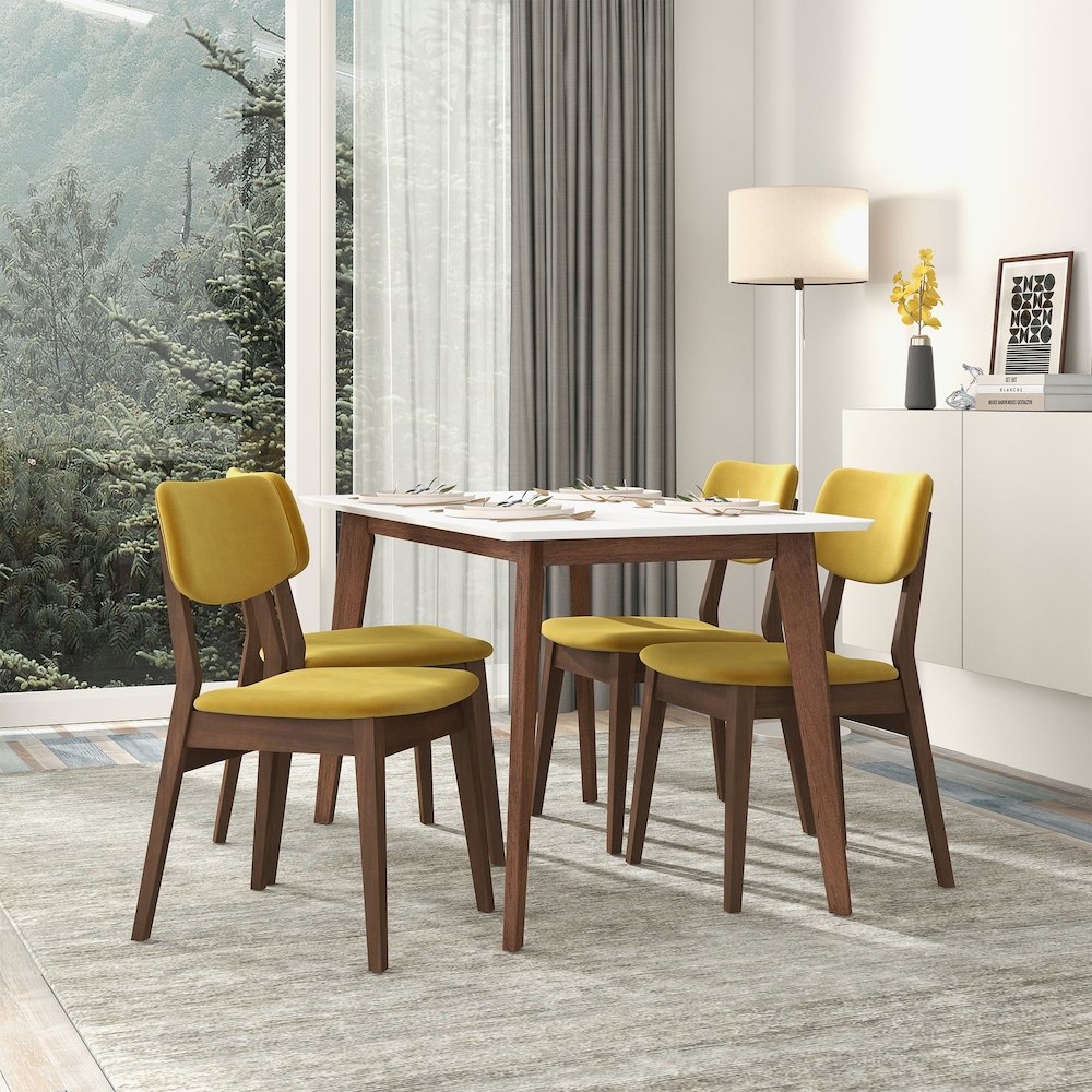 Carlos Dark Yellow Velvet Solid Back Side Chair (Set Of 2). Picture 2