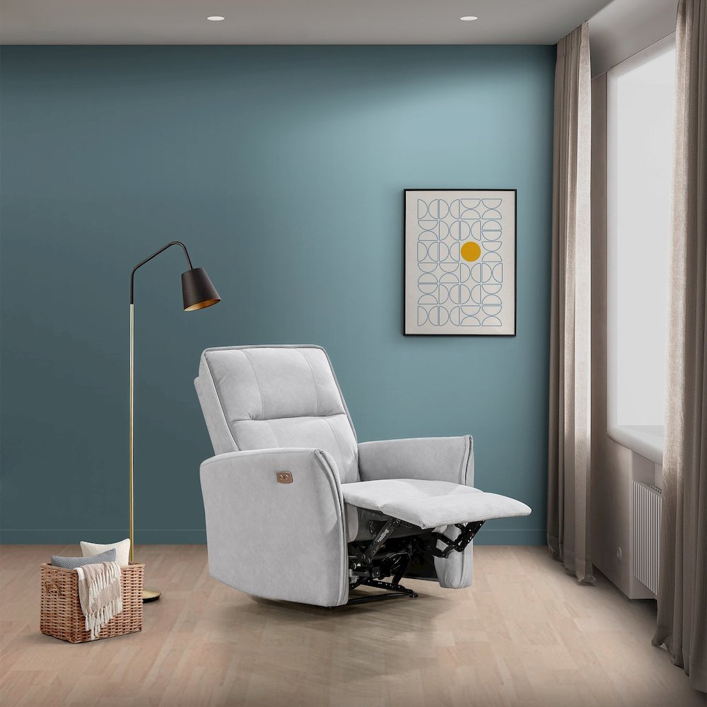 Asheville Grey Suede Recliner Chair. Picture 5