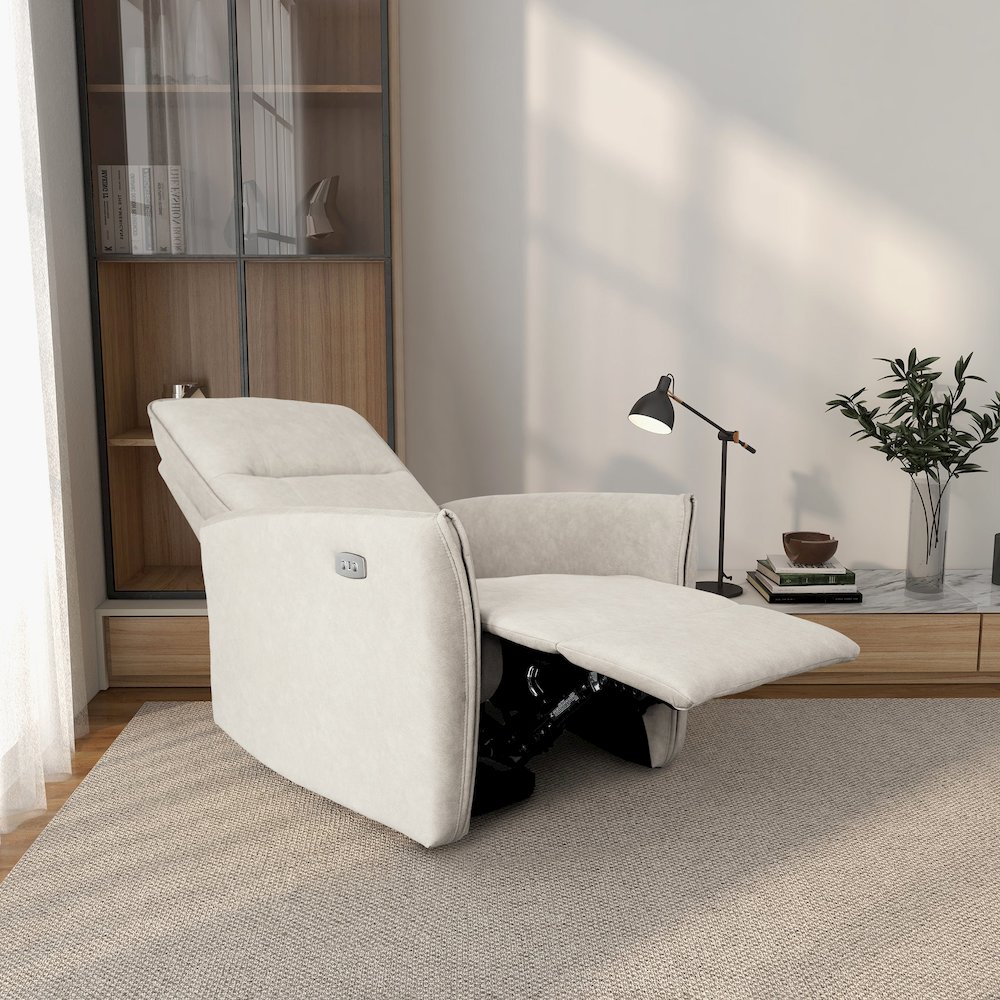Asheville Cream Suede Recliner Chair. Picture 3