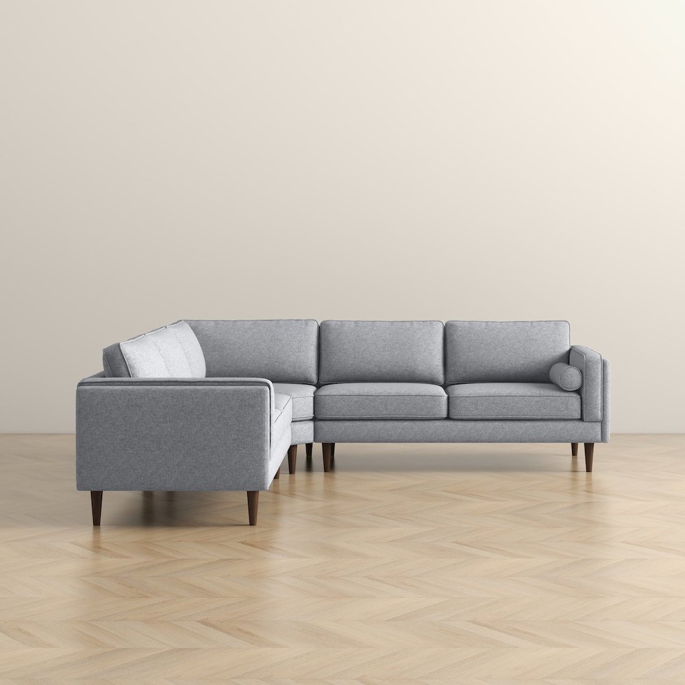 Amber Light Grey Fabric Corner Sectional Sofa. Picture 4