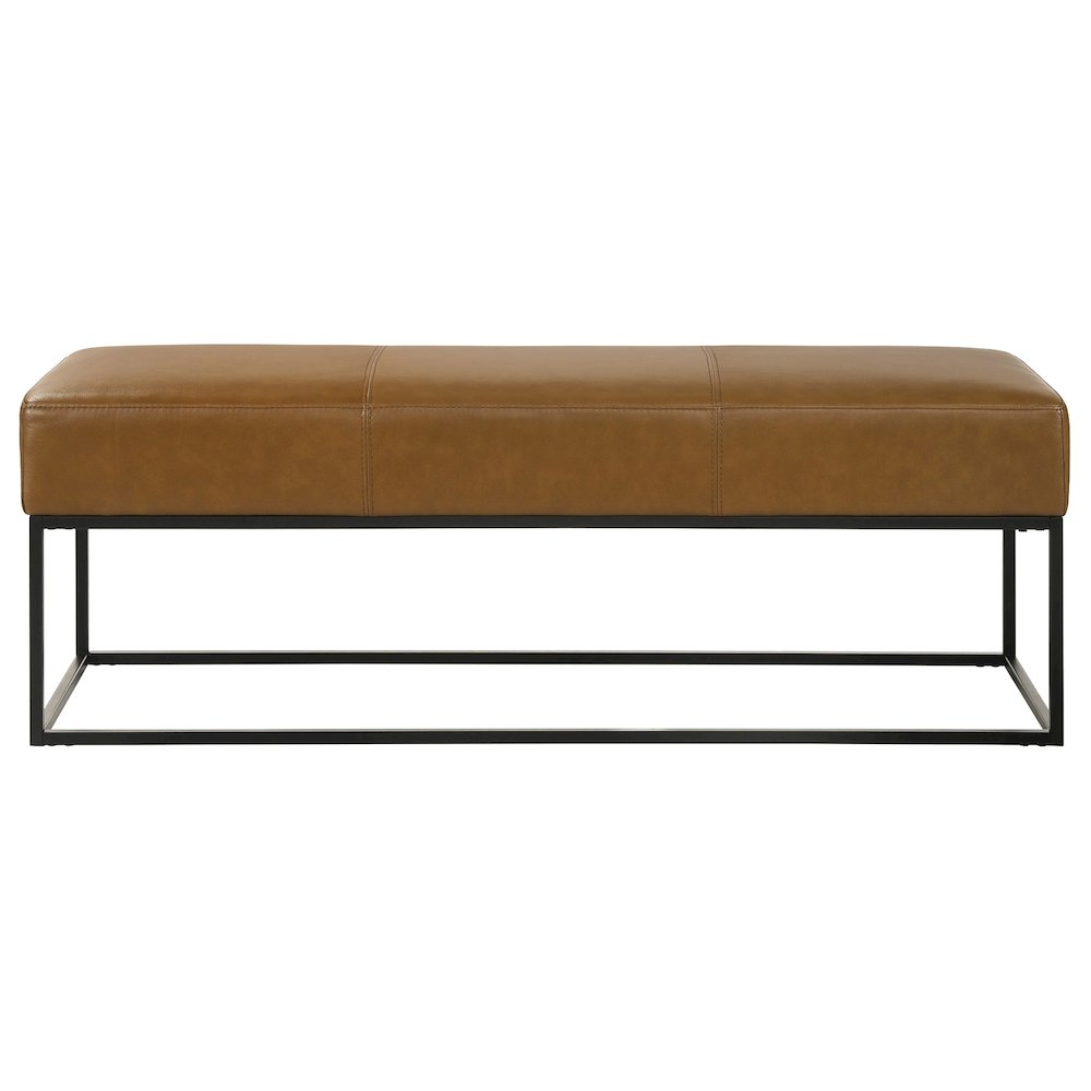 Odessa Tan Leather Bench. Picture 1