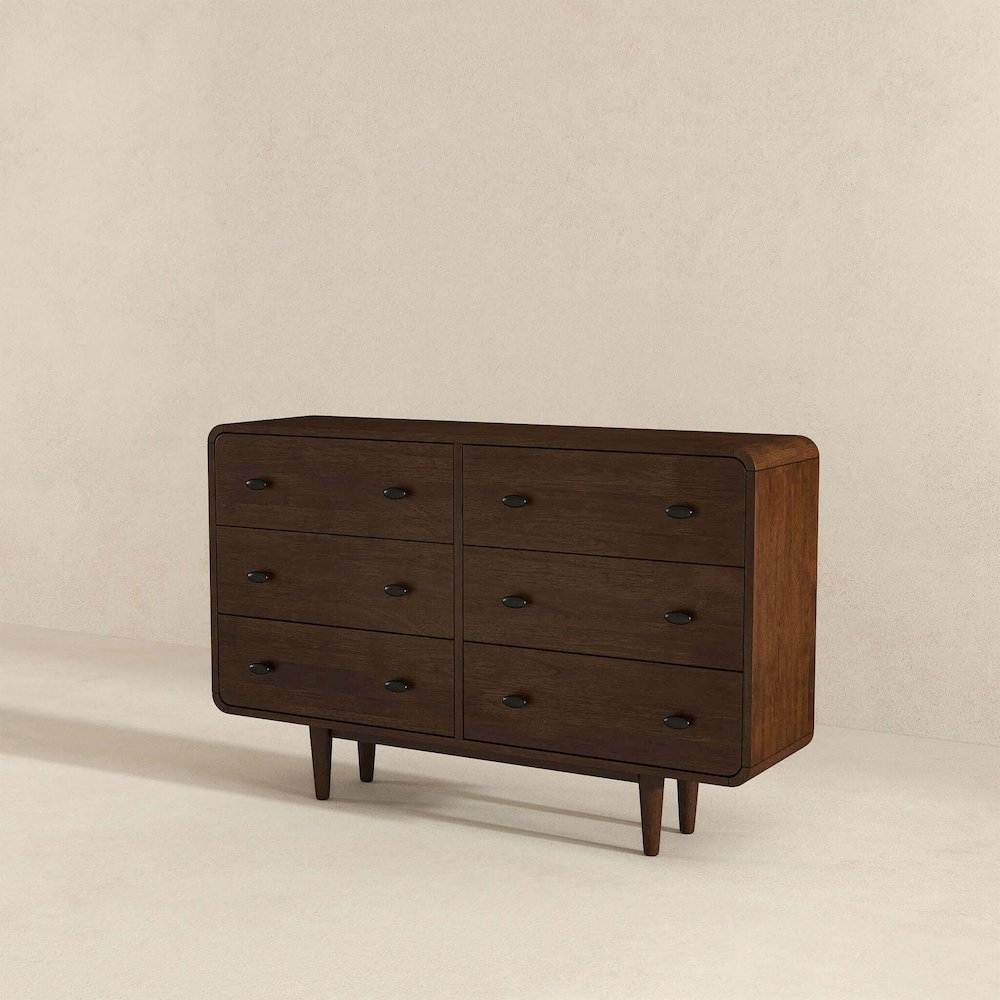 Alexa Mid Century Modern Dresser 6 Drawers. Picture 5