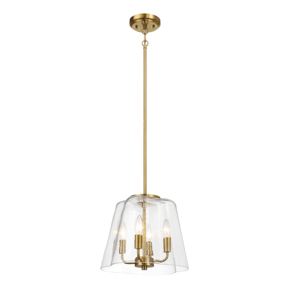 Soiree Four Candle Lights Pendant With Clear Glass - Satin Brass. Picture 2