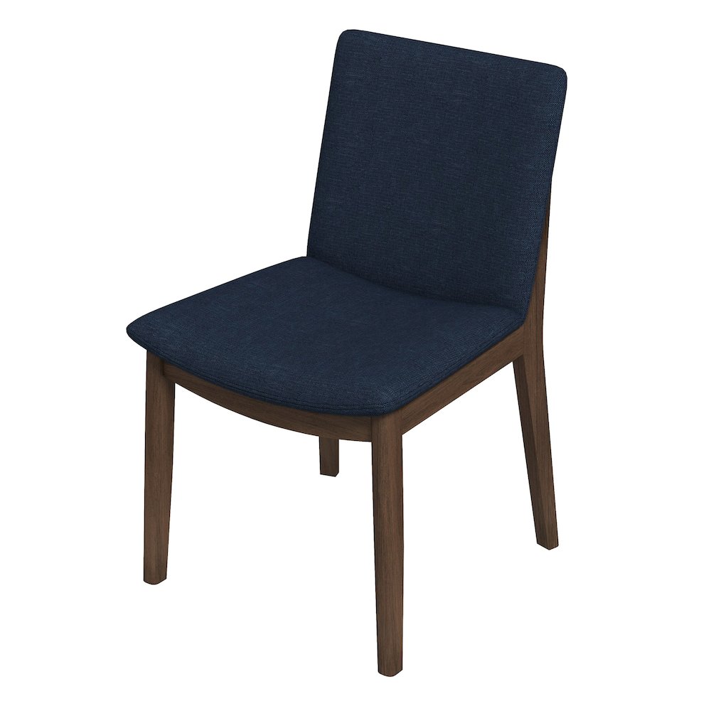 Laura  Blue Linen Solid Wood Dining Chair (Set Of 2). Picture 7