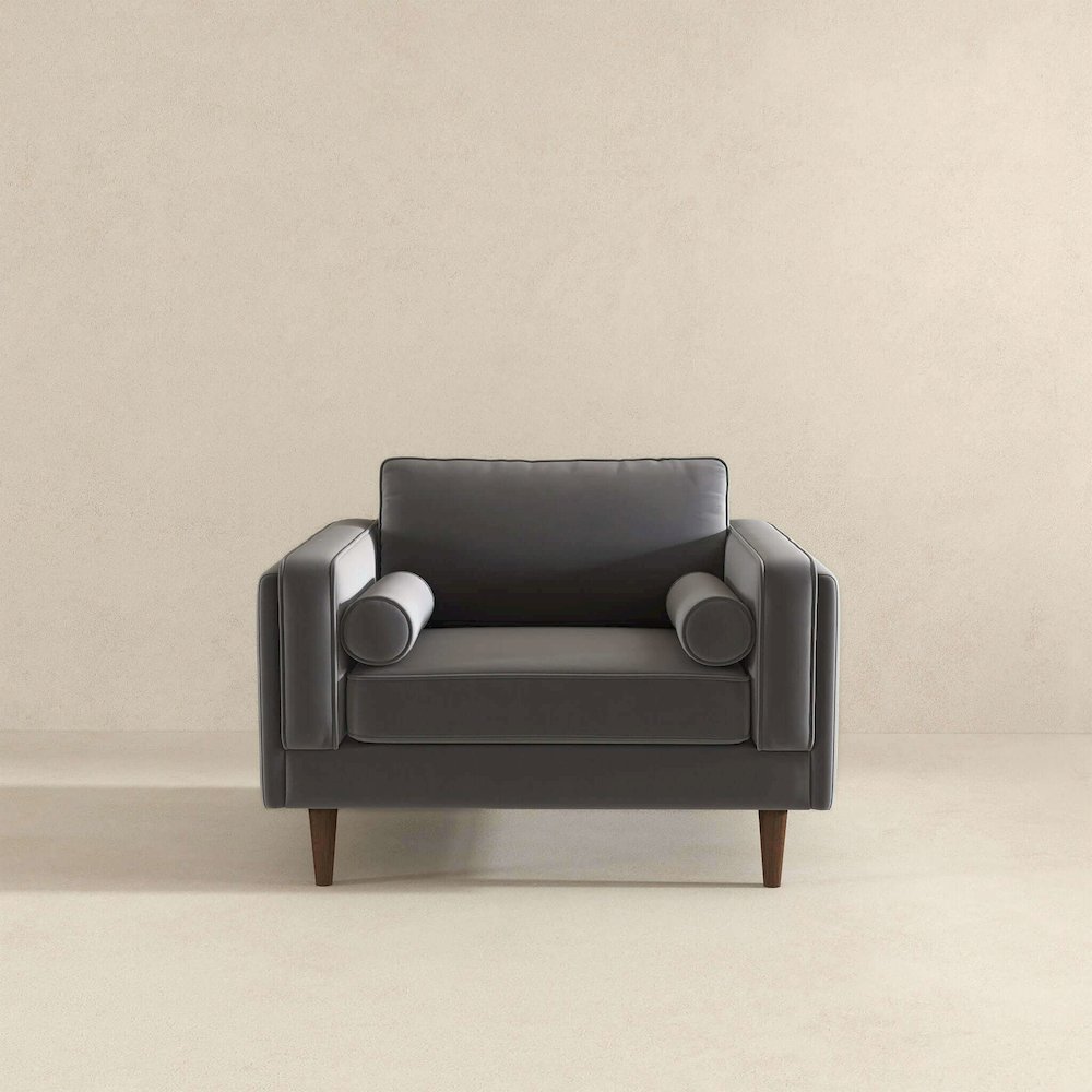 Amber Grey Velvet Lounge Chair. Picture 5