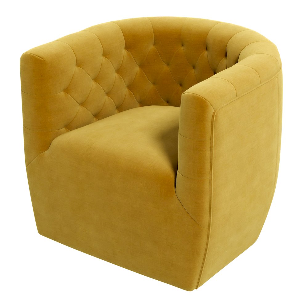 Delaney Gold Velvet Swivel Chair. Picture 1