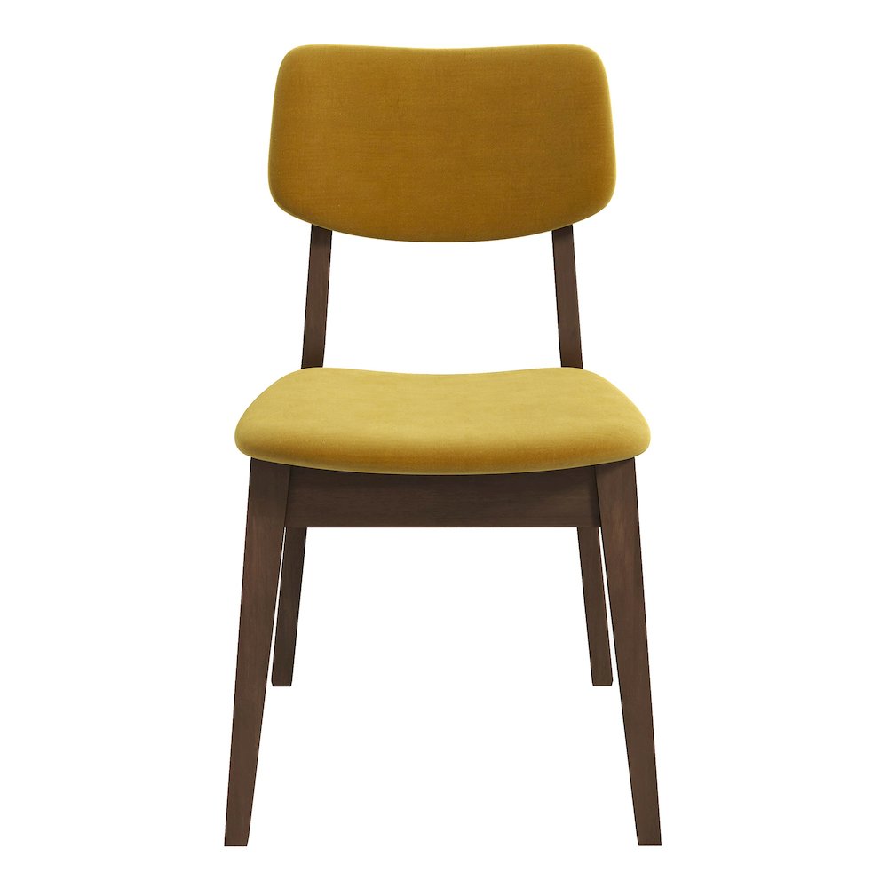 Carlos Dark Yellow Velvet Solid Back Side Chair (Set Of 2). Picture 1