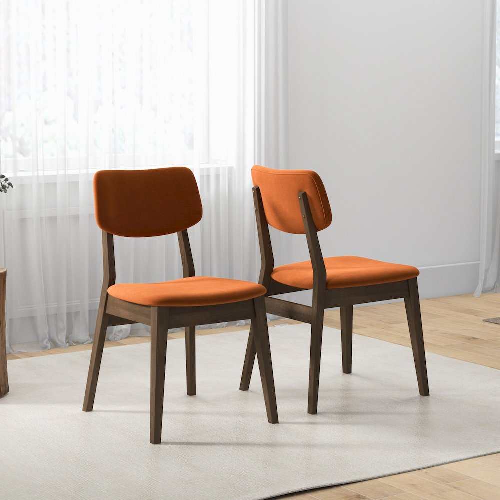 Carlos Burnt Orange Velvet Solid Back Side Chair (Set Of 2). Picture 3