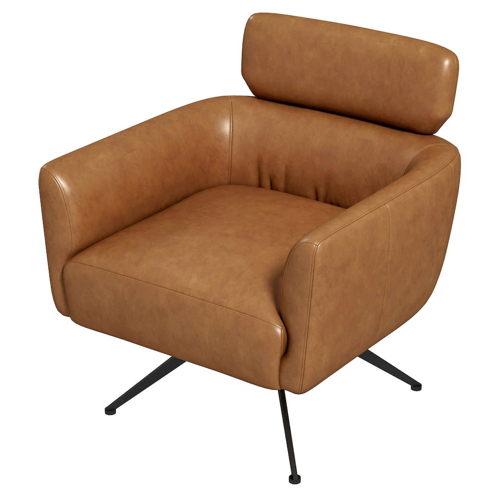 Camila Tan Leather Lounge Chair. Picture 2