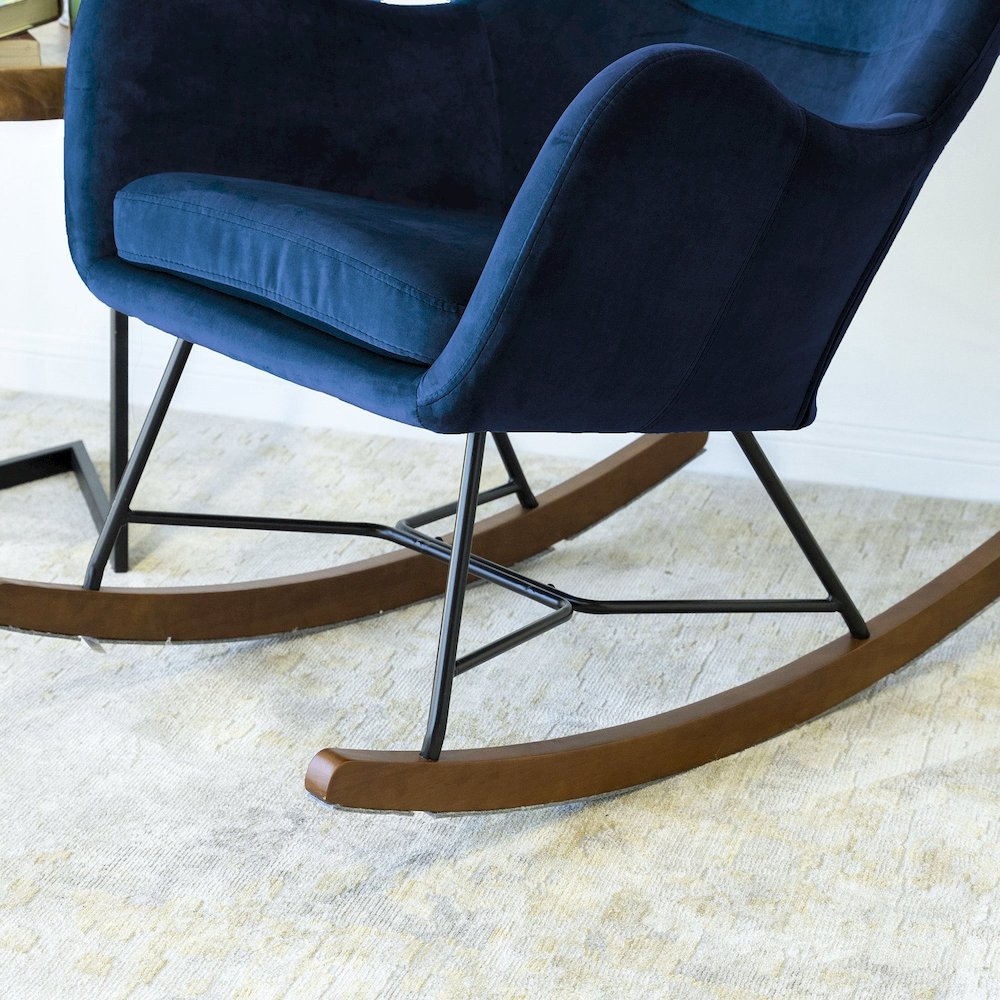 Chelsea Blue Velvet Rocking Chair. Picture 5