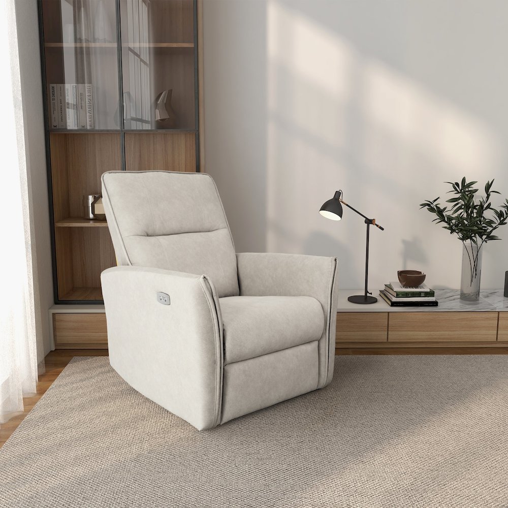 Asheville Cream Suede Recliner Chair. Picture 2
