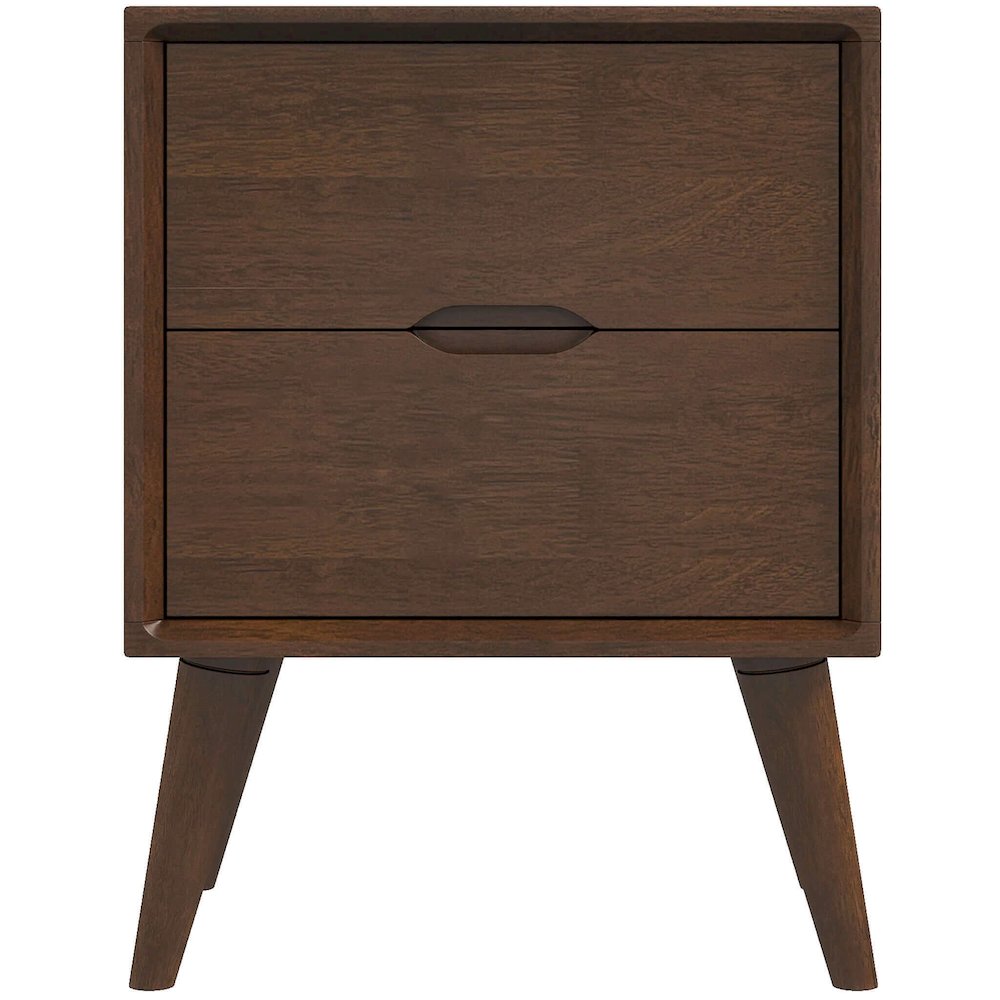 Alexandra Walnut Nightstand - 2 Drawers. Picture 1