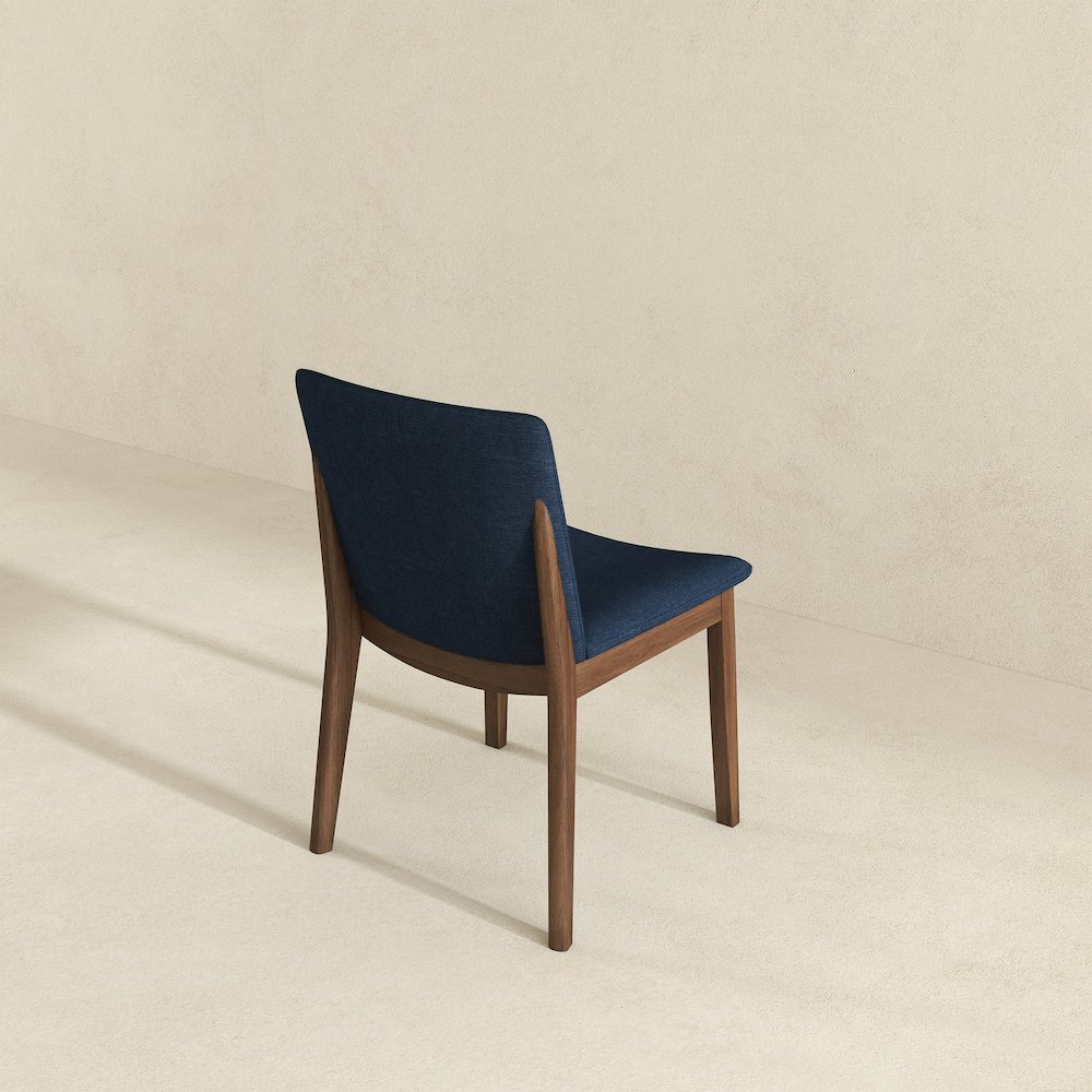 Laura  Blue Linen Solid Wood Dining Chair (Set Of 2). Picture 6