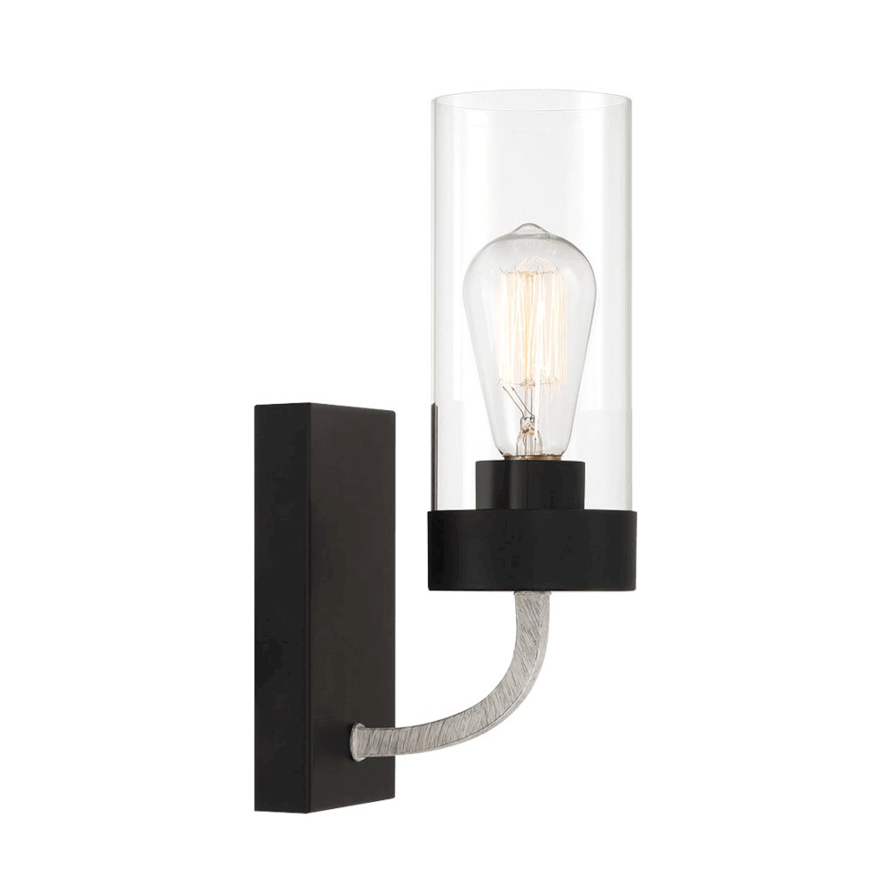 Zephyr Single Light Sconce With Clear Glass Metal Black Finish. Picture 5