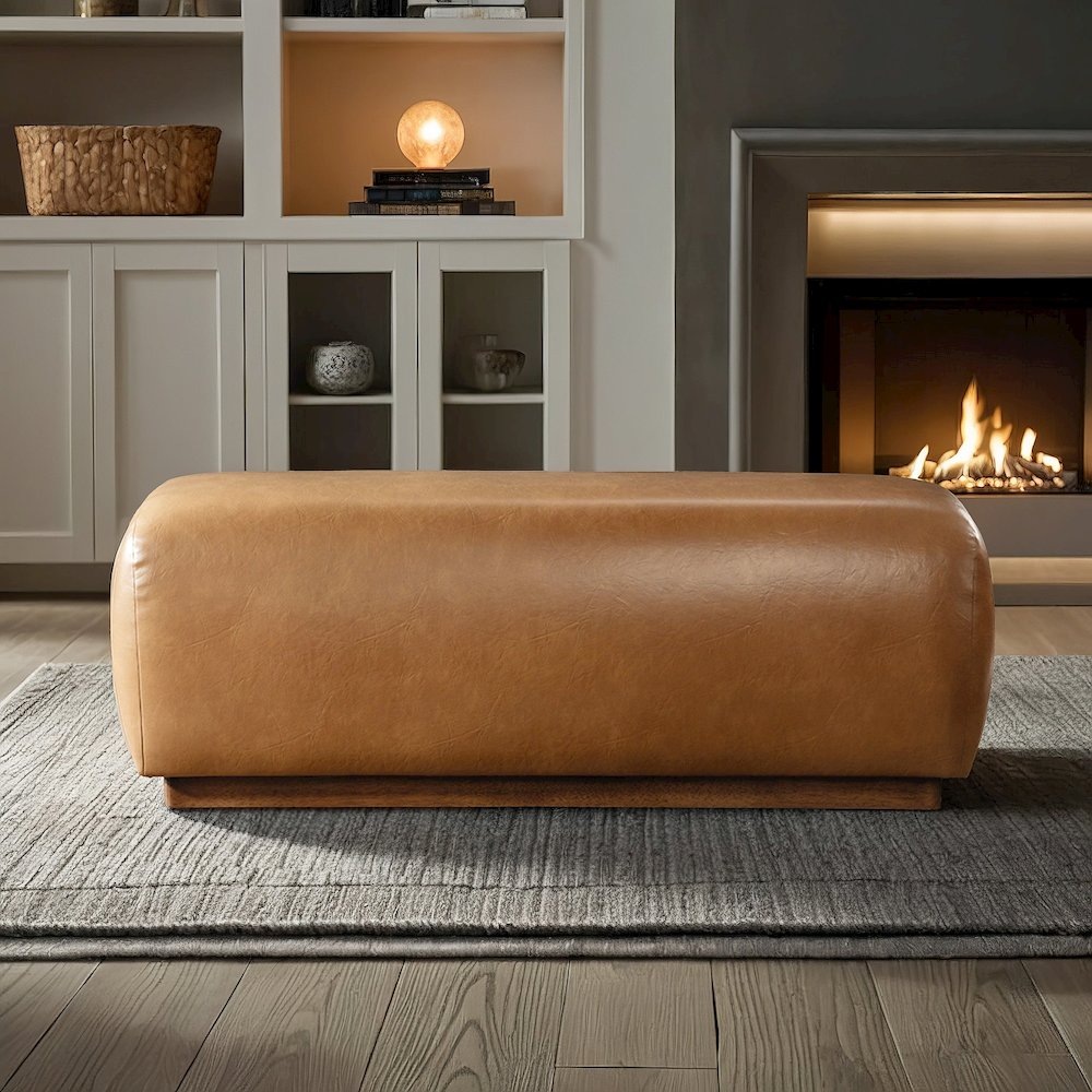 Kelvin Tan Vegan Leather Bench. Picture 5