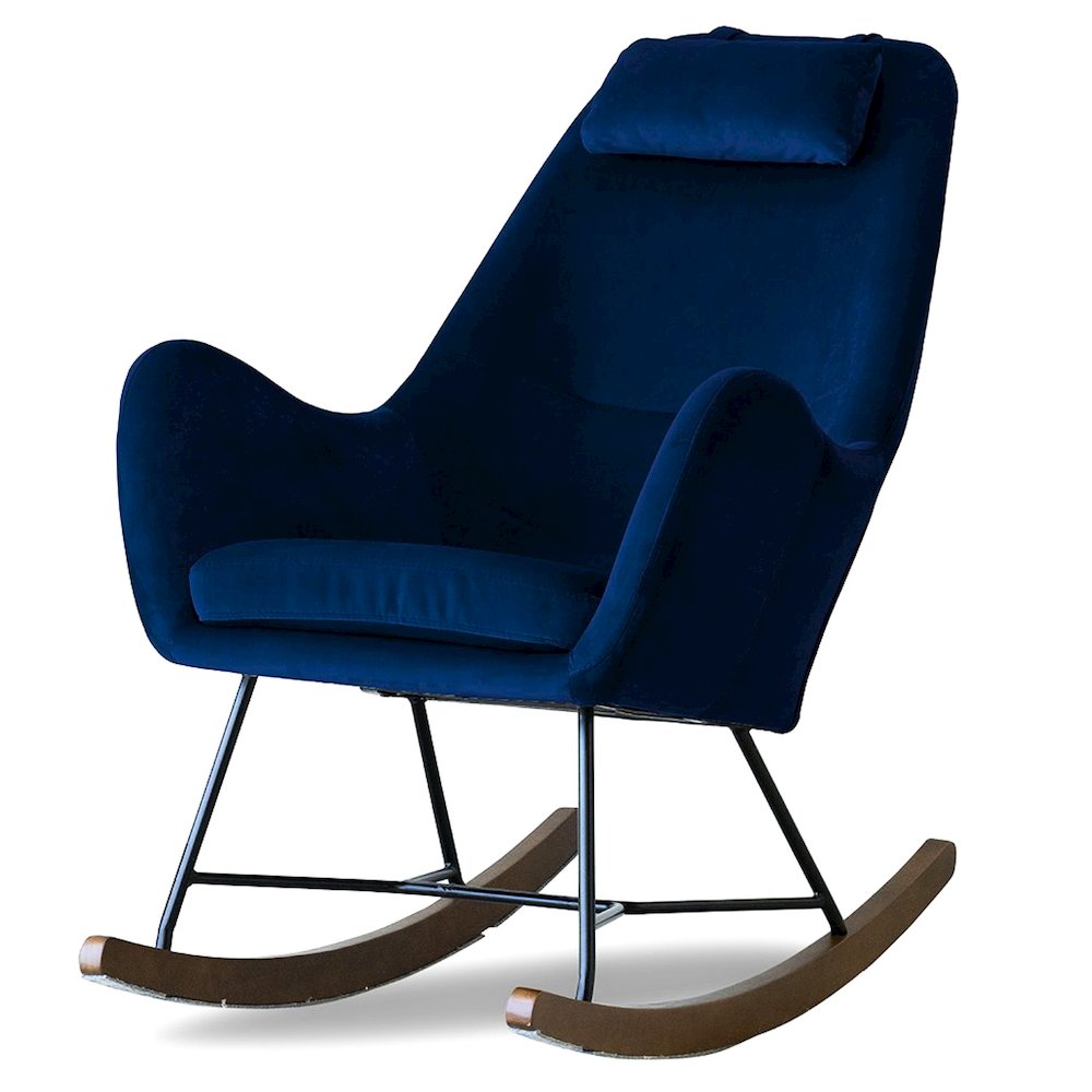 Chelsea Blue Velvet Rocking Chair. Picture 1