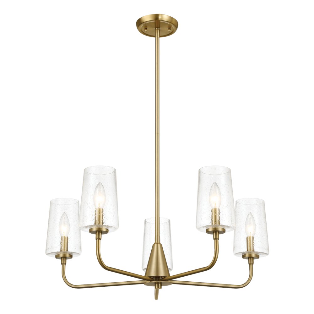 Dazzle Five Lights Chandelier With Clear Seeded Glass -Satin Brass. Picture 2