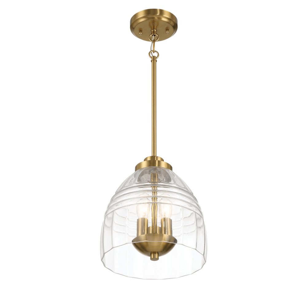 Ember Three Candle Lights Chain Pendant With Clear Glass - Satin Brass. Picture 4