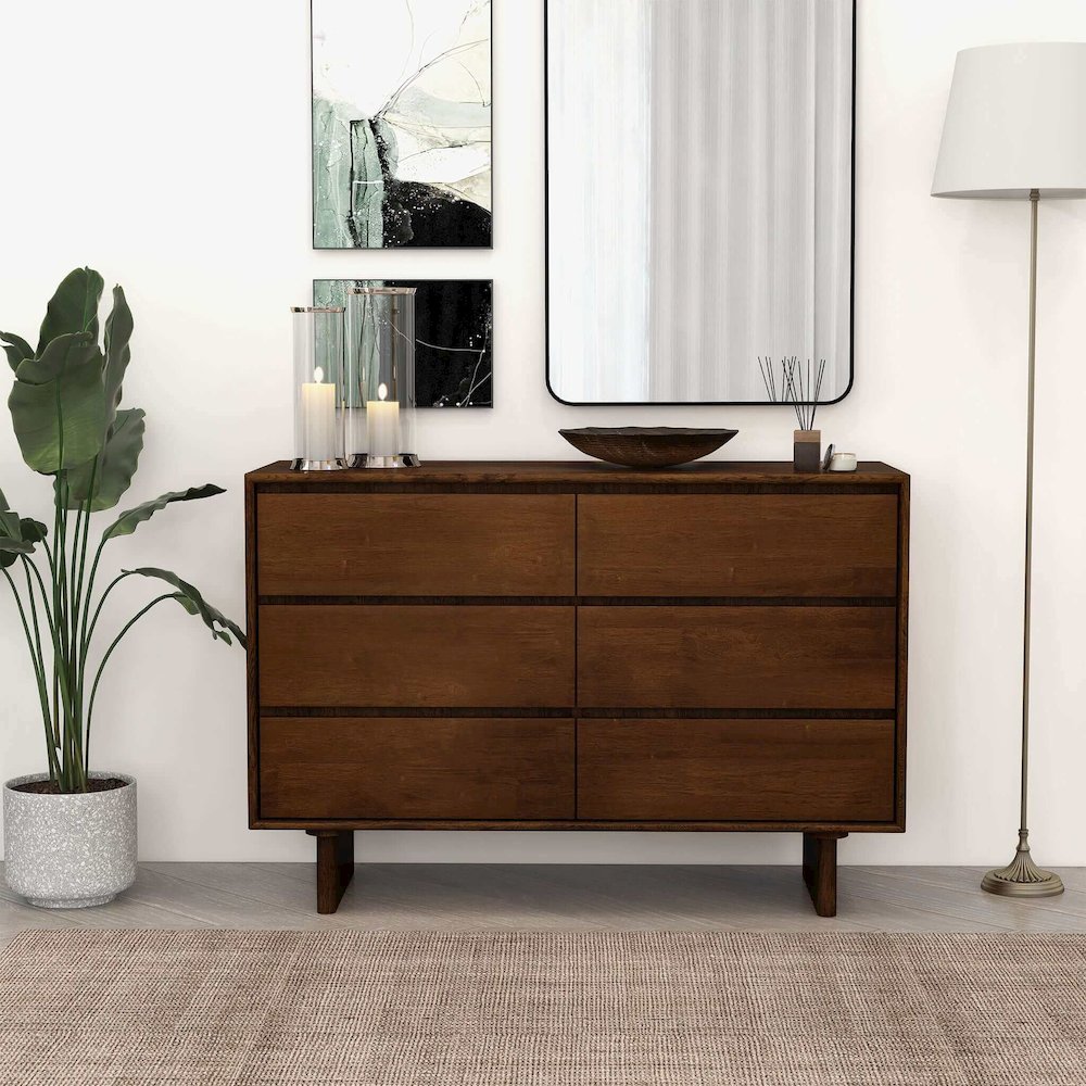 Dubrovnik Mid Century Modern Walnut Dresser With 6 Drawers. Picture 4