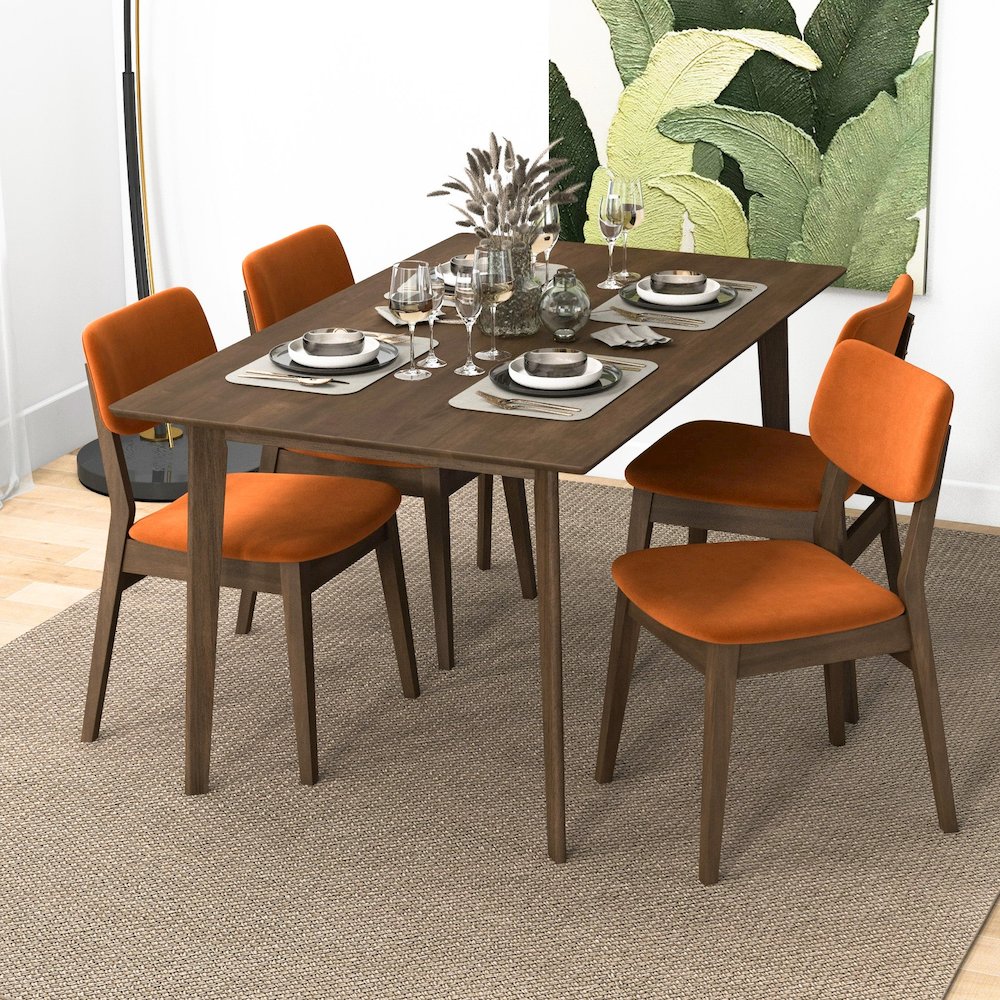 Carlos Burnt Orange Velvet Solid Back Side Chair (Set Of 2). Picture 2