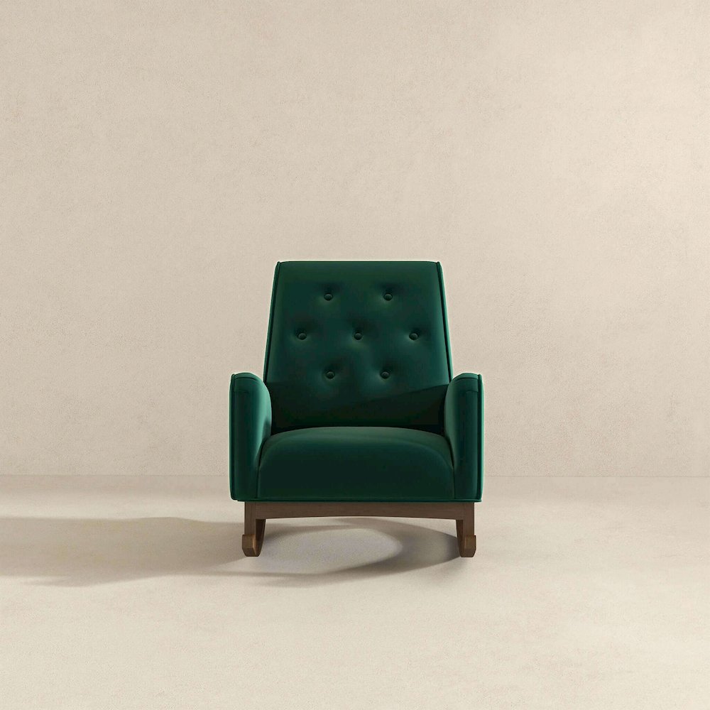 Demetrius Green Velvet Solid Wood Rocking Chair. Picture 2