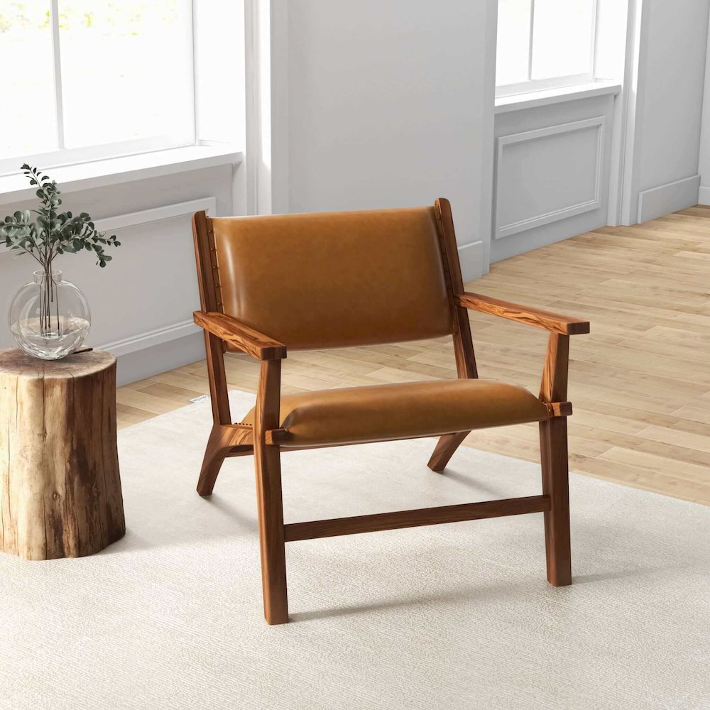 Hendrix Antique Tan Leather Arm Chair. Picture 3