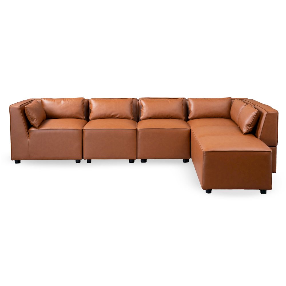 Wexford Cognac Vegan Leather Modular Sofa. Picture 3