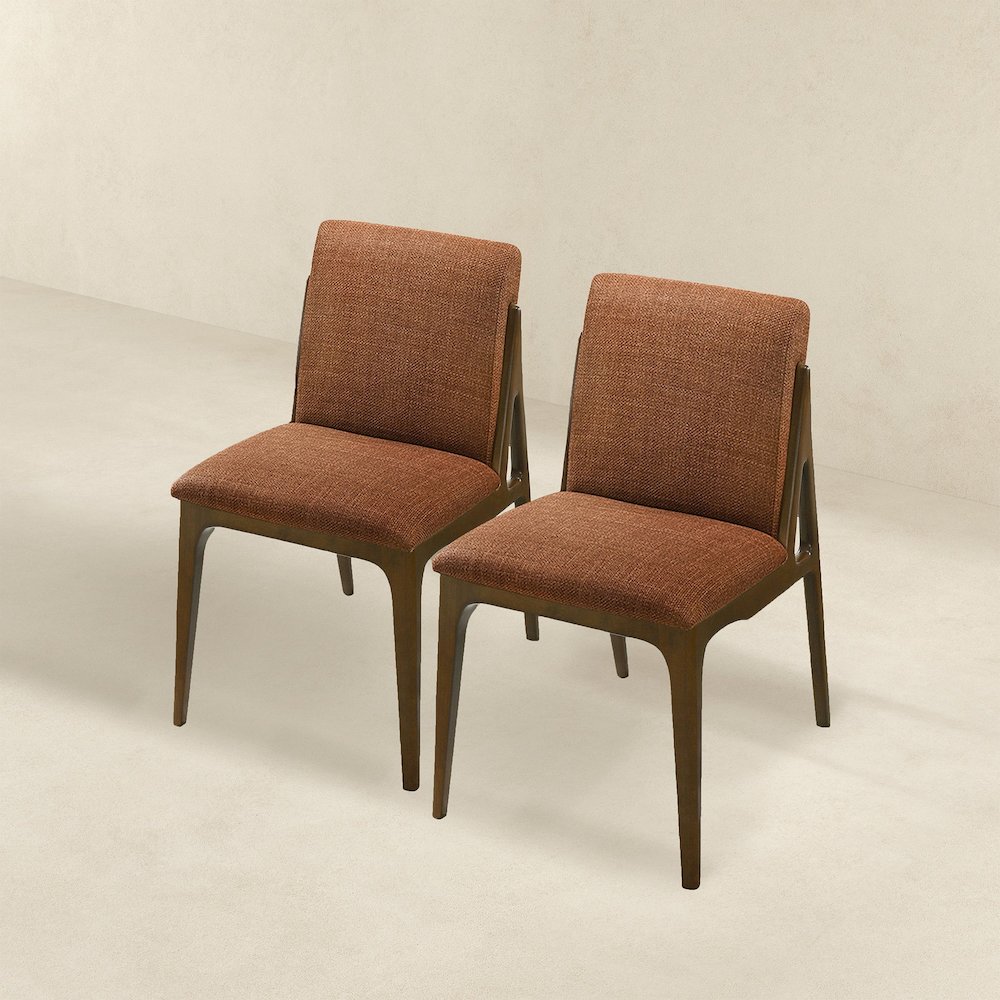 Grivelle Orange Fabric Dining Chair (Set Of 2). Picture 2