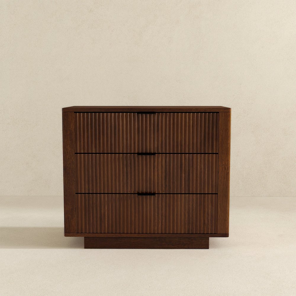 Lola Walnut Nightstand 3-Drawer. Picture 6