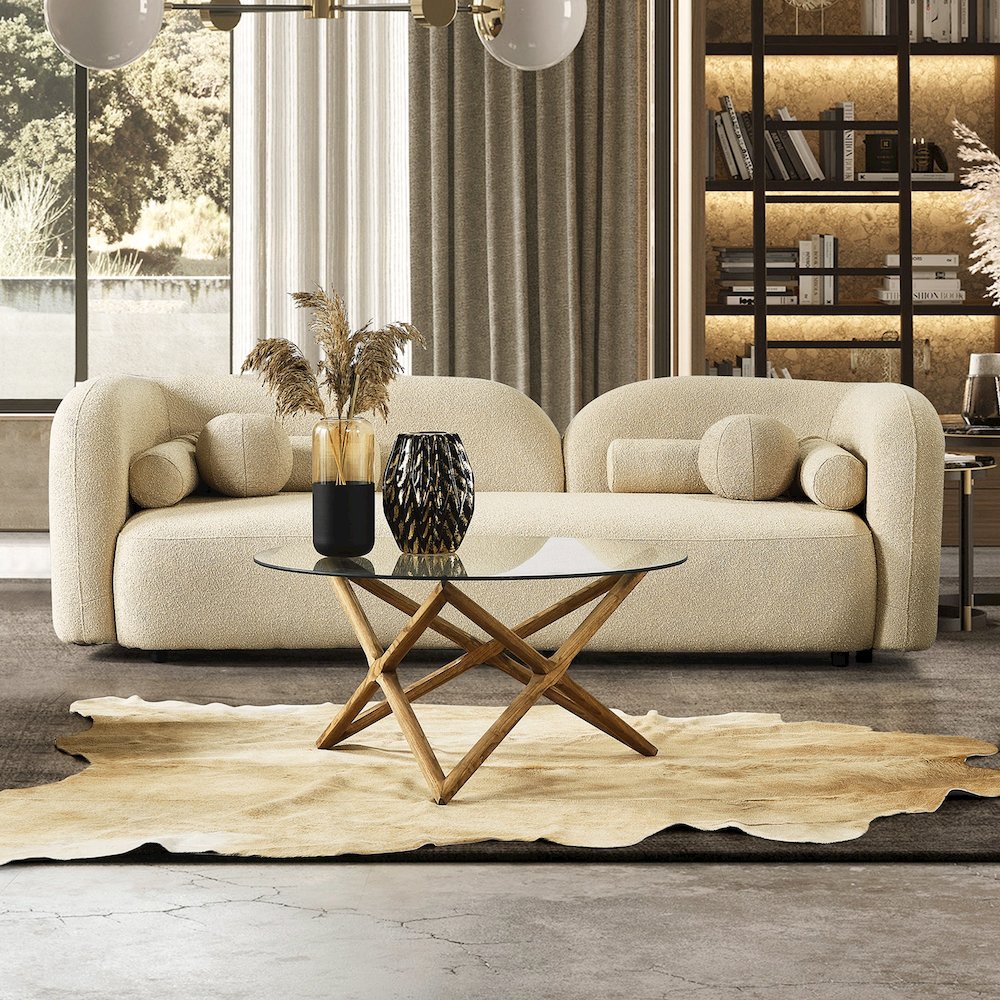 Donna Japandi Style Ivory Boucle Sofa. Picture 2