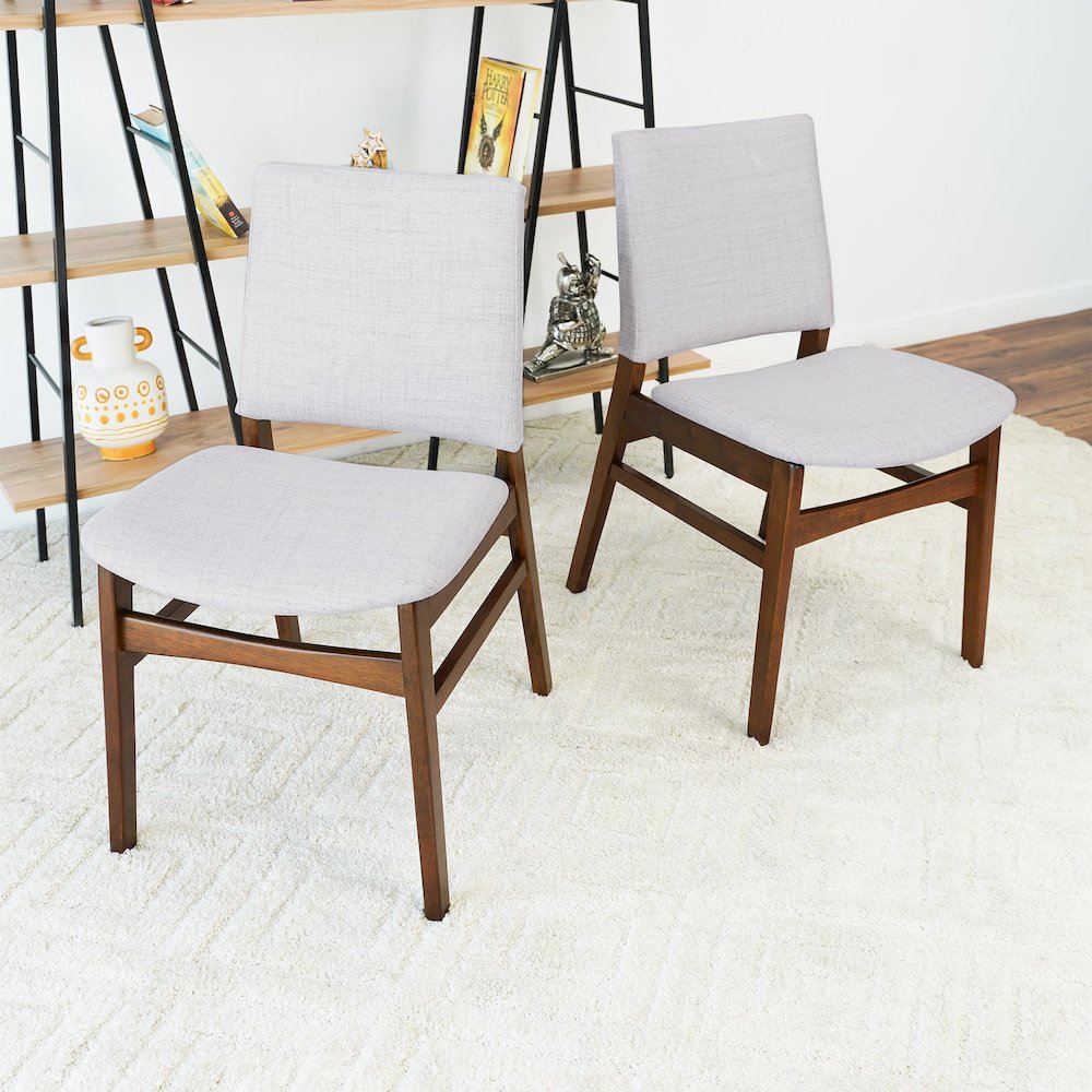 Gusto Fabric Dining Chair In Light Gray (Set Of 2). Picture 4