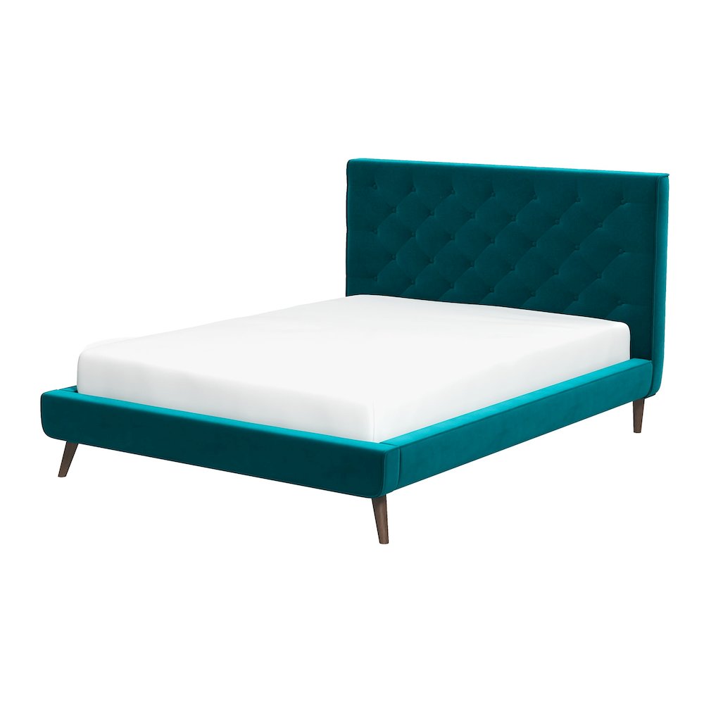 Dillon Teal Velvet Platform Bed(Queen Size). Picture 1