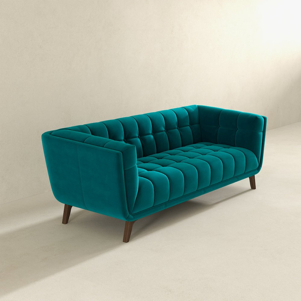 Addison Large Teal Velvet Sofa. Picture 5